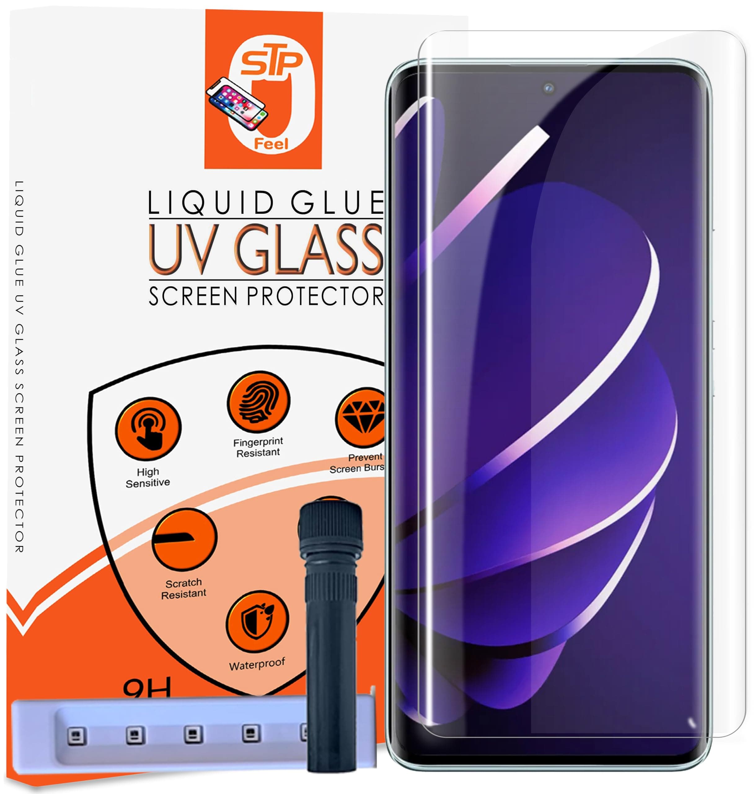 STP FEEL® UV HD+ Tempered Glass Screen Protector Guard Compatible For Realme 14 Pro 5G (6.77 Inch, Pack of 1) Full Adhesive UV Curved Case Friendly HD Clarity with easy installation kit