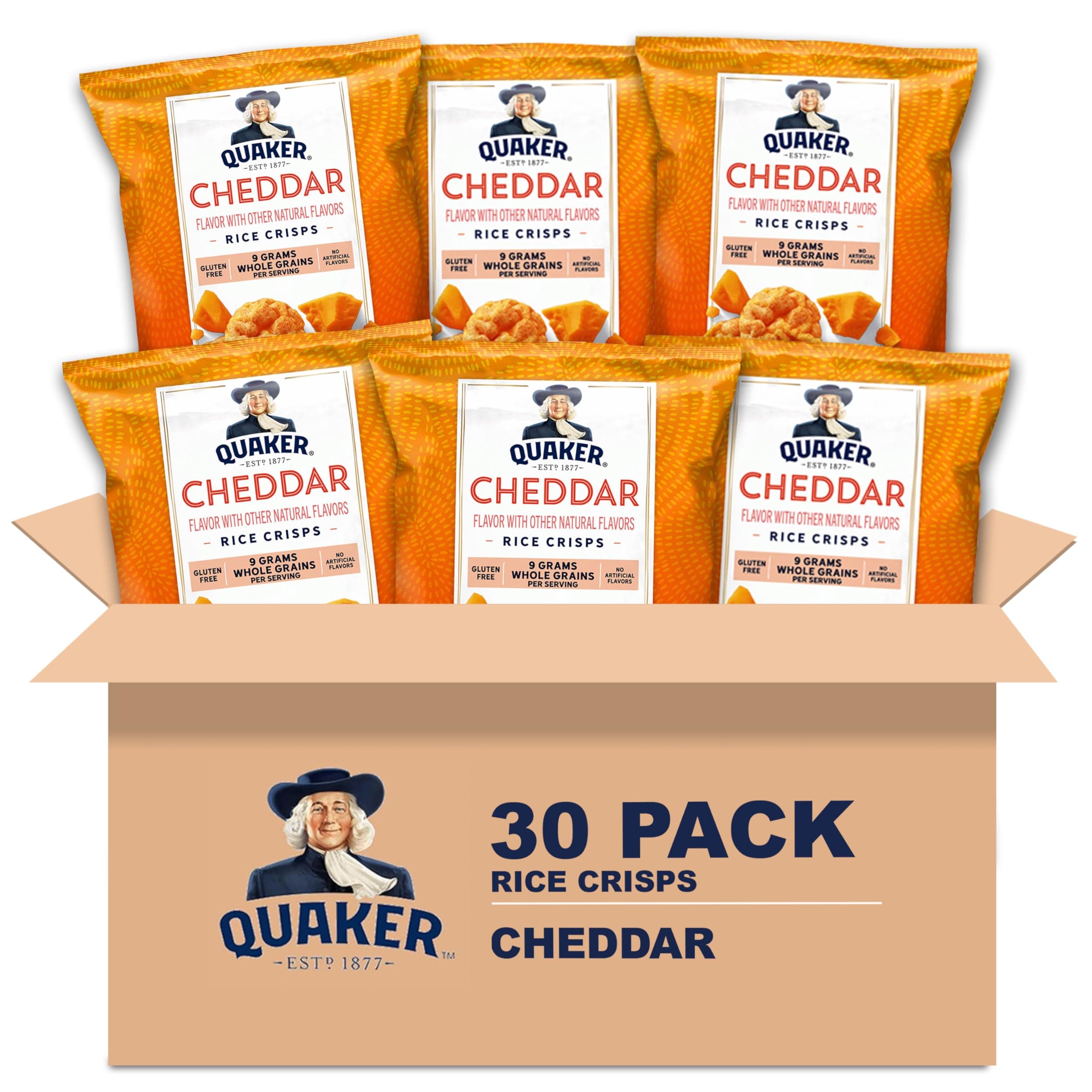 Rice Crisps, Gluten Free, Cheddar, 0.67 Oz, 30 Count