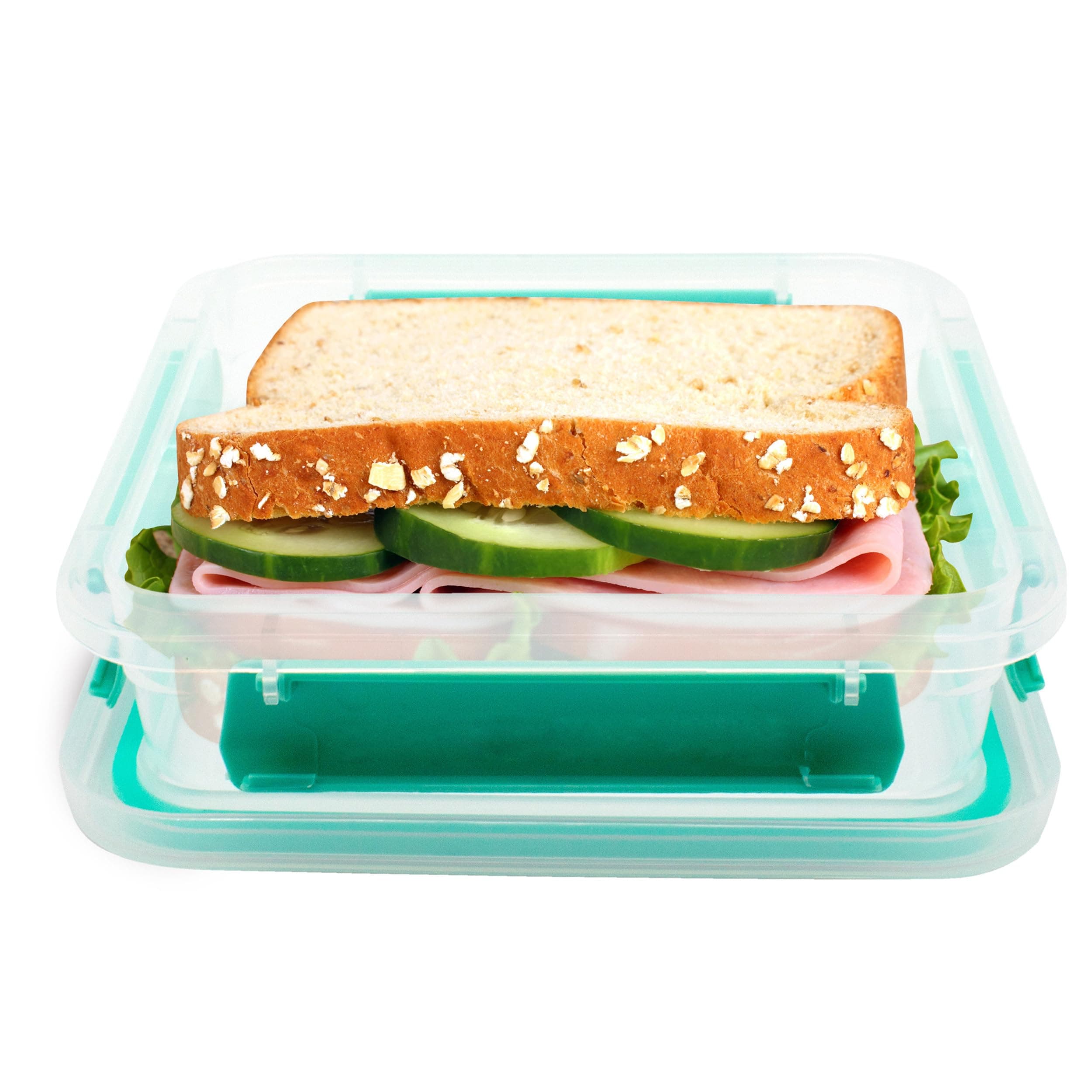 Sandwich Container: 1 Pack Reusable, BPA Free Plastic Food Storage with Snap-Off, Vegetable Container, Sandwich Container With Leak-Proof Lid: *Colors Vary