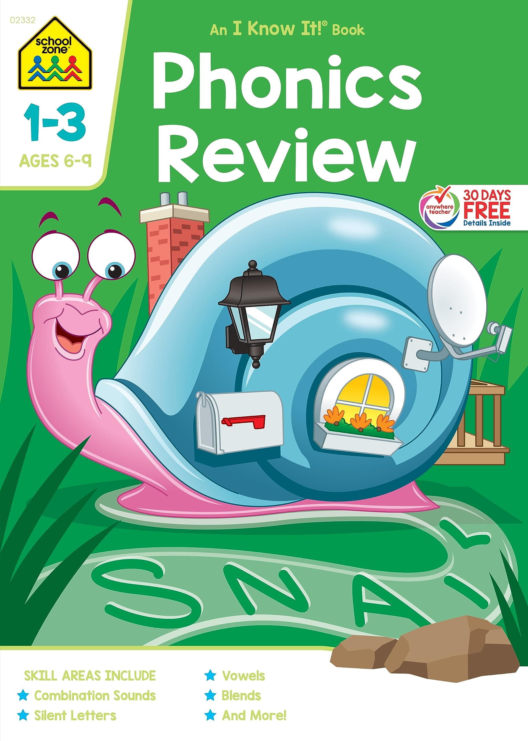 School Zone Phonics Review 1-3 Workbook: 64 Pages, 1st Grade, 2nd Grade, 3rd Grade, Combination Sounds, Short Letters, Vowels, Ages 6 to 9 (I Know It! Book Series)