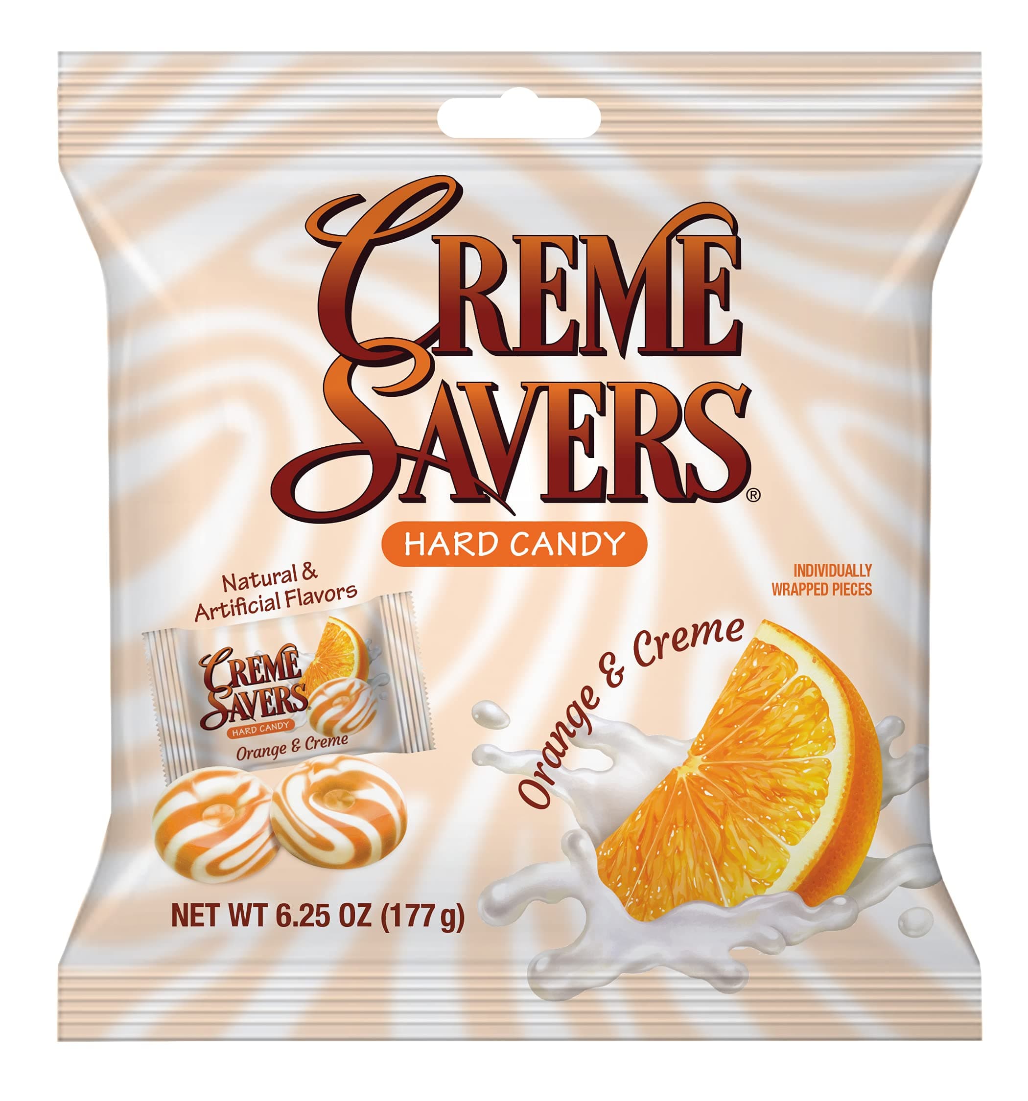 Creme Savers Orange and Creme Hard Candy | The Taste of Fresh Orange Swirled in Rich Cream | The Original Classic Creme Savers Brought To You By Iconic Candy | 6.25oz Bag (12 Count)