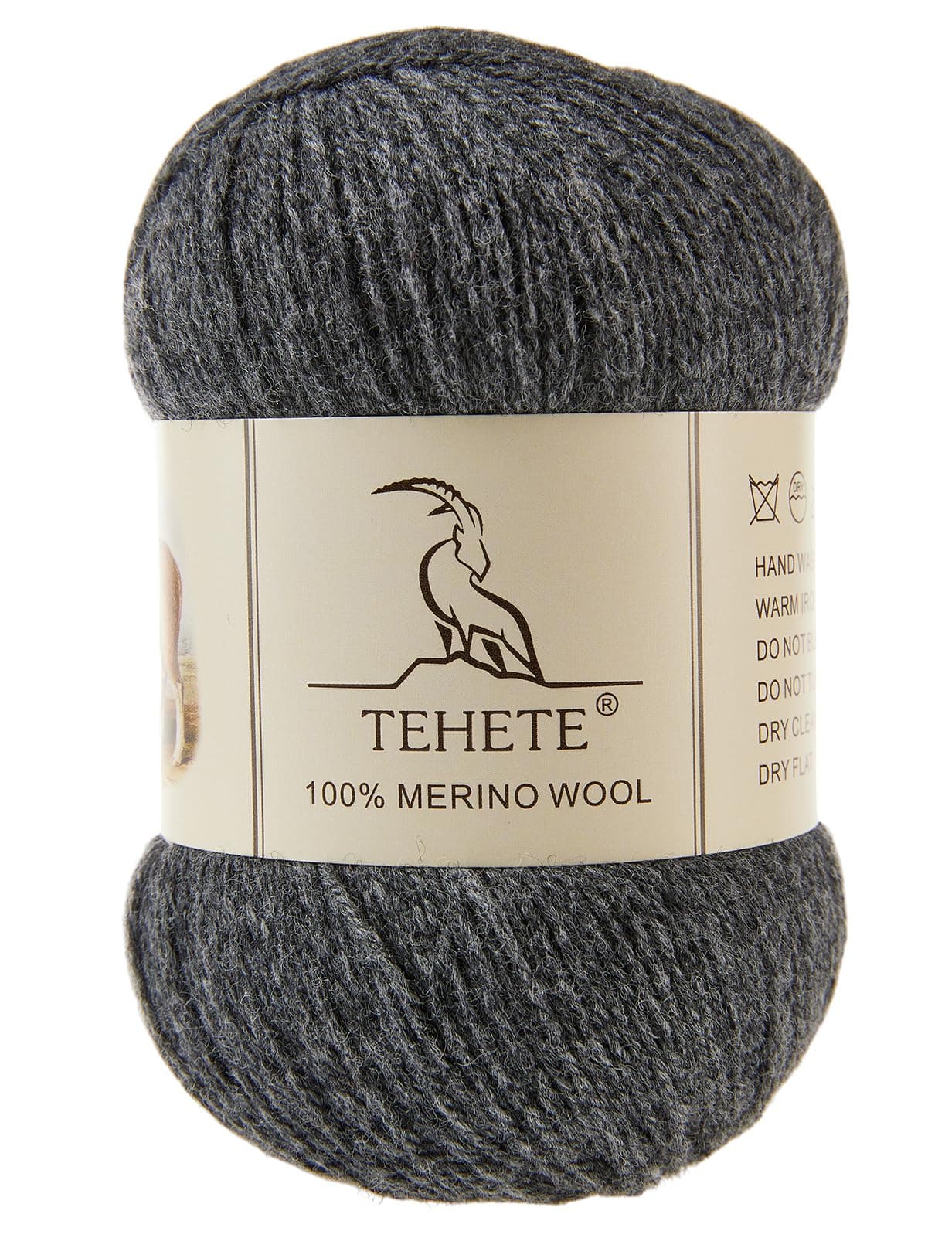 TEHETE 100% Merino Wool Yarn for Knitting 3-Ply Luxury Warm Soft Lightweight Crochet Yarn(Dark Grey,3Balsl)