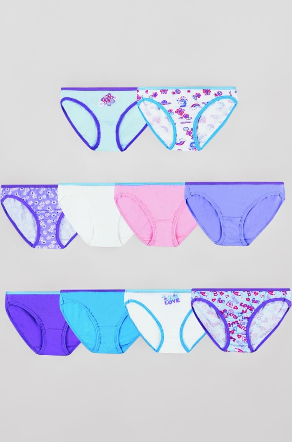 Hanes Big Girls' Bikini Pack, Assorted, 10