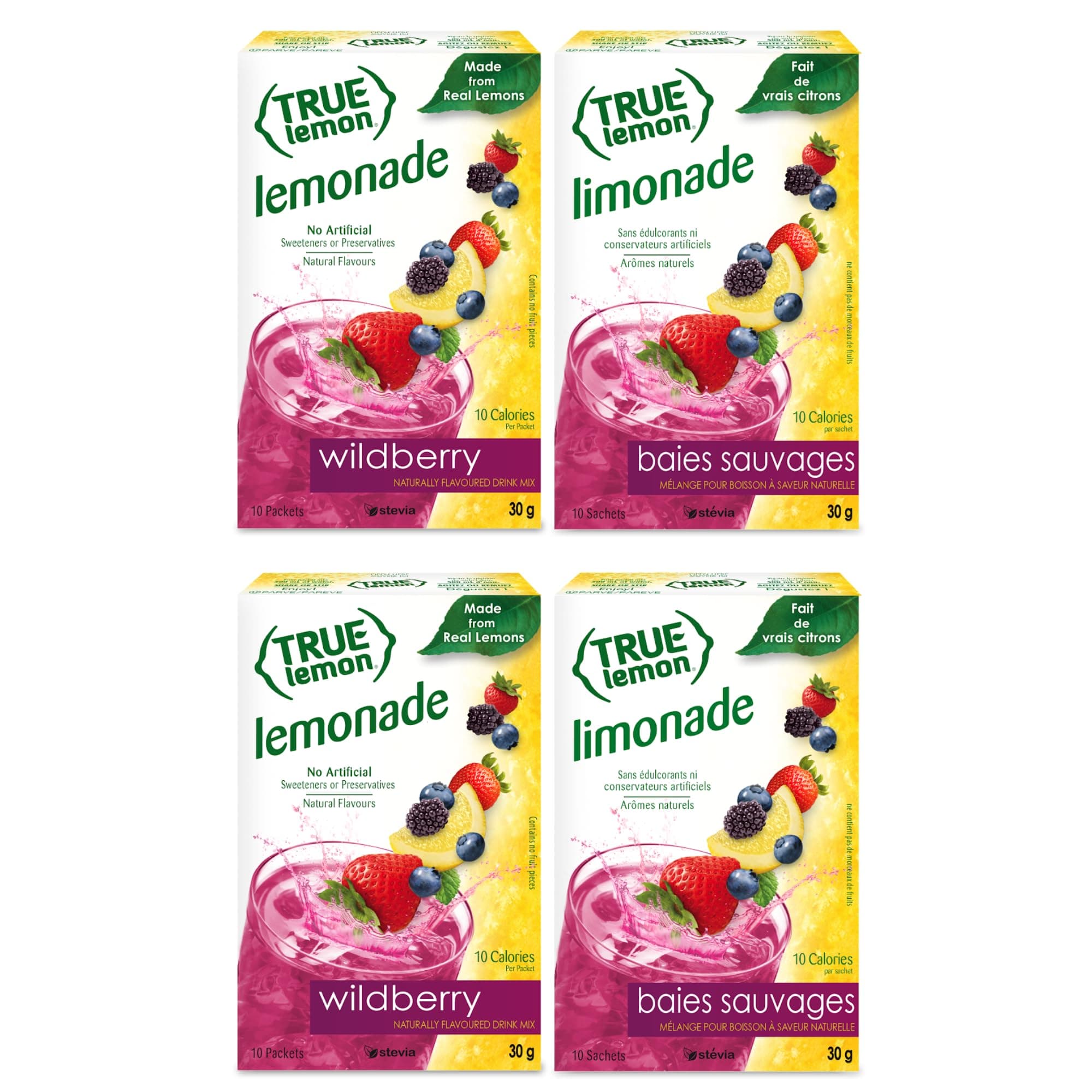 True Lemon WILDBERRY LEMONADE (Pack of 4) 10ct each box. True Citrus