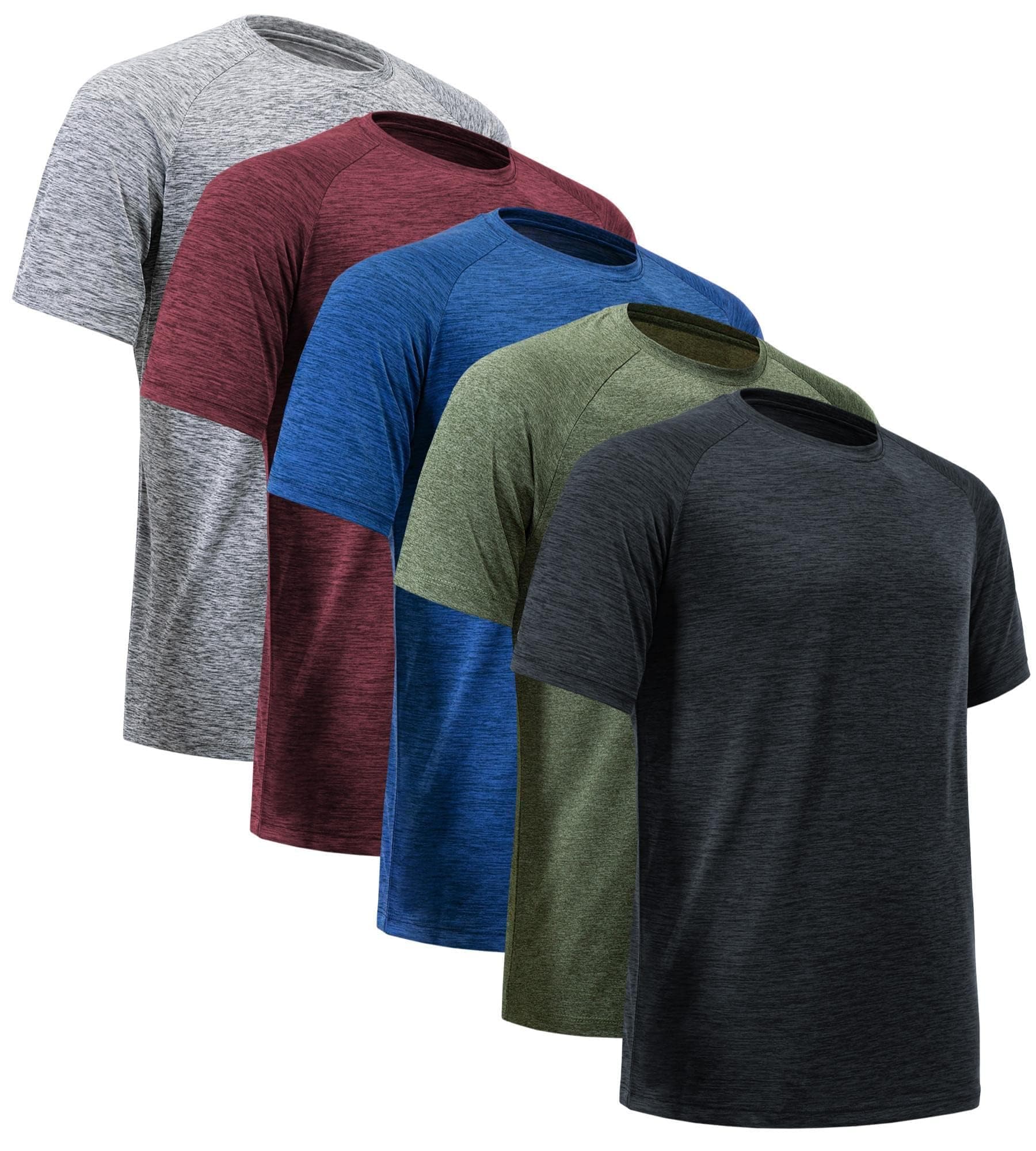 Mens Gym Shirts Quick Dry Performance Plain Workout Tops Short Sleeve Sports Running T Shirt Multipack
