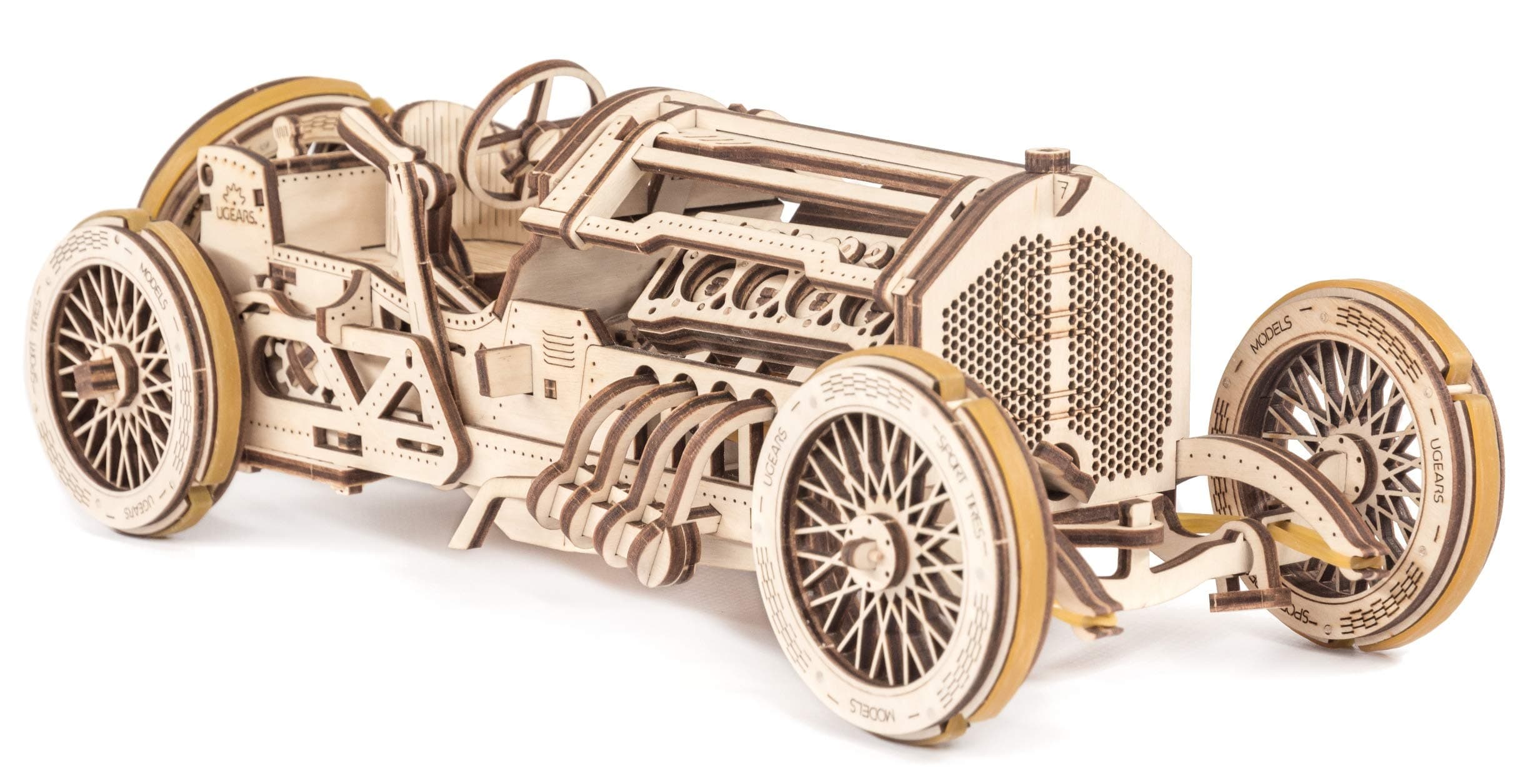 UGears Mechanical Models 3-D Wooden Puzzle - Mechanical U-9 Grand Prix Car Idea