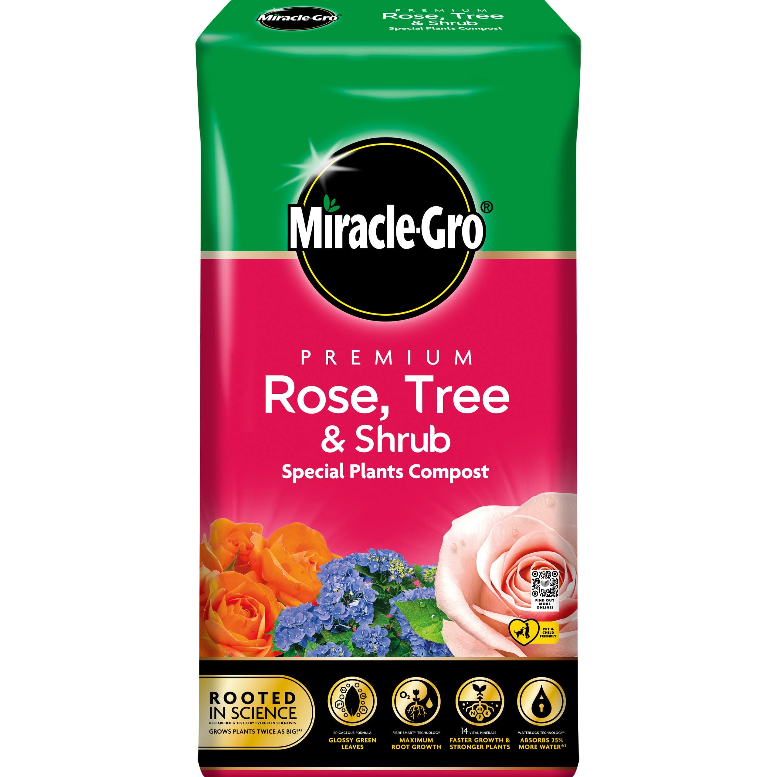 Miracle Gro 119827 Rose Tree & Shrub Compost - 20L BALE, (New 2020 Range), Earth