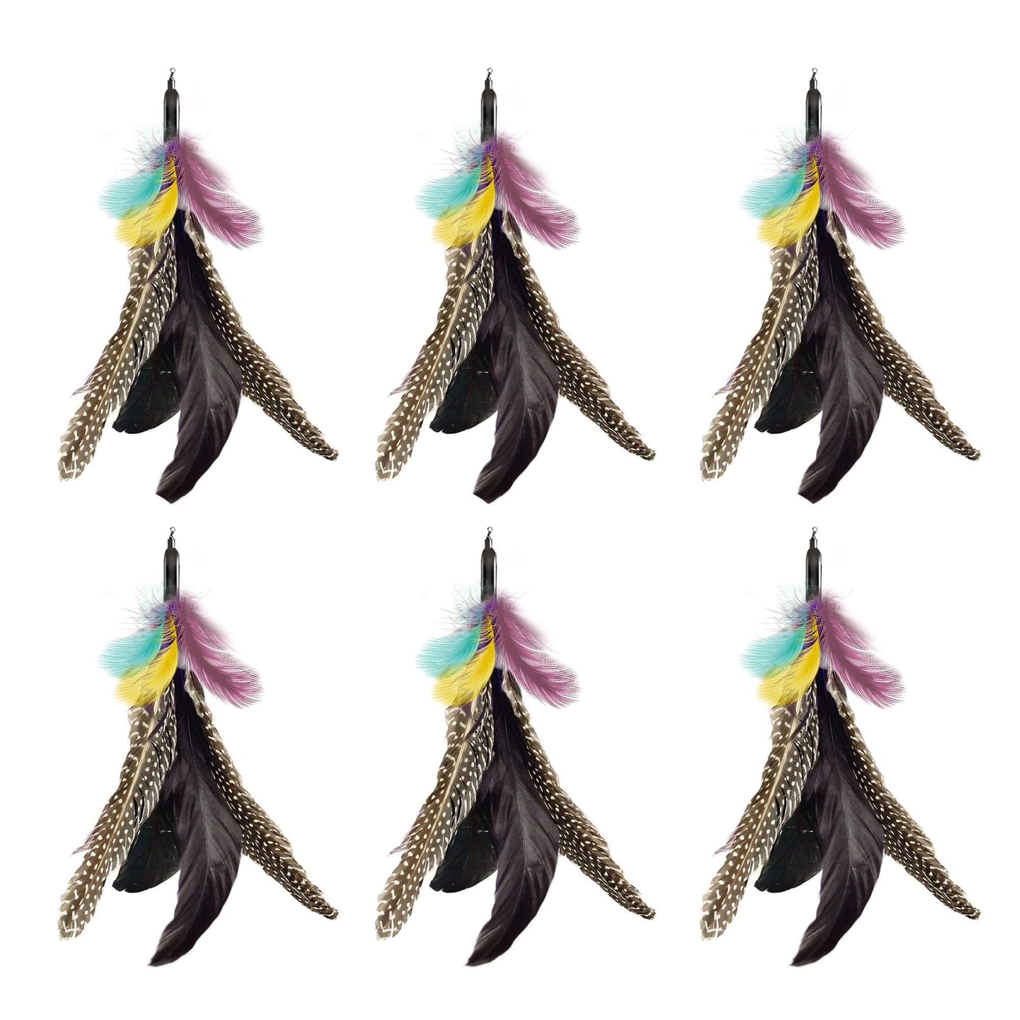Handmade Natural Feather Cat Toy Dah Bird Refills - Interactive Cat and Kitten Toy - 6 Pack