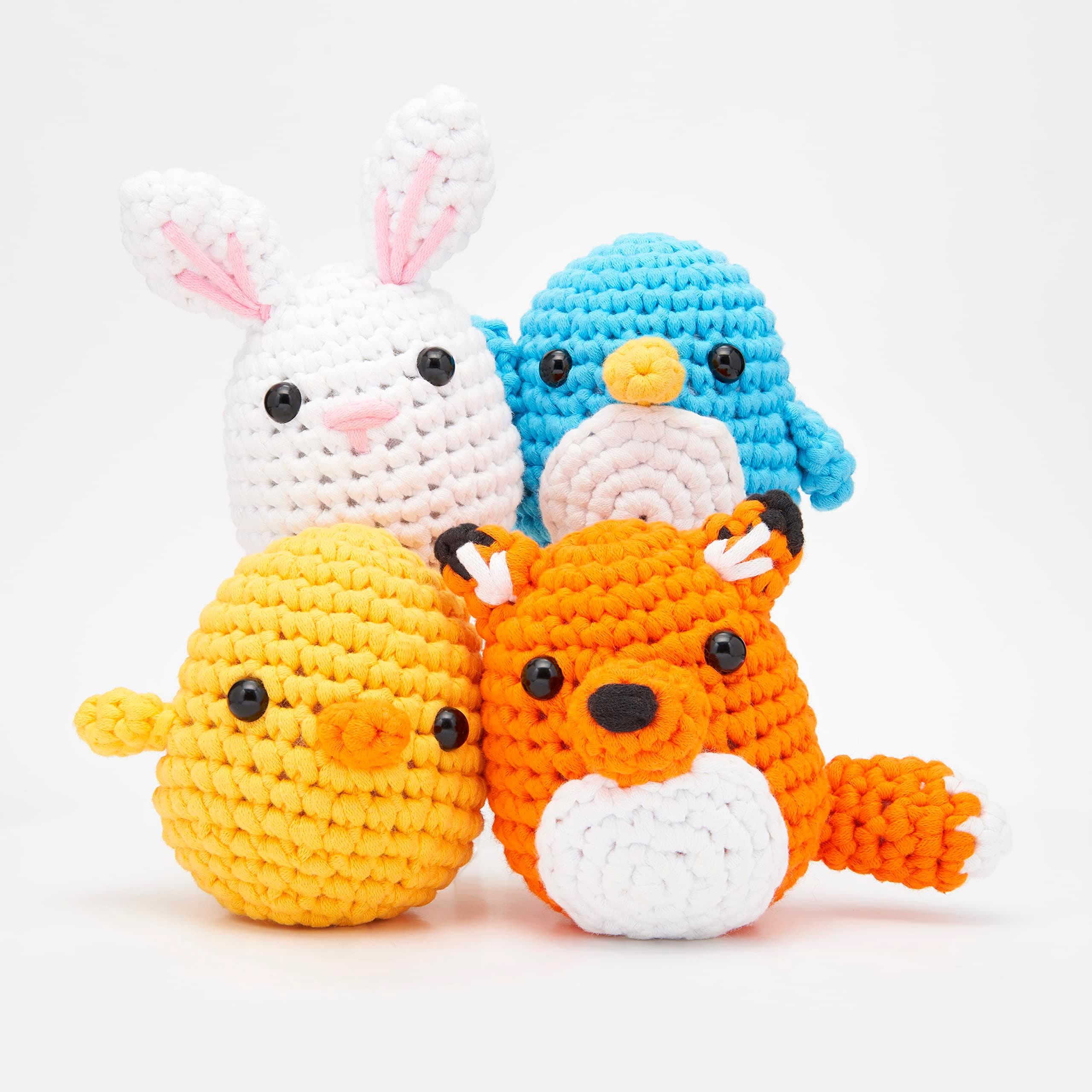 The Woobles 4pcs Beginners Crochet Kit Bundle (Penguin, Chick, Fox & Bunny) with Easy Peasy Yarn - All in One Crochet Knitting Kit - Crochet Kit Bundle for Beginners with Step-by-Step Video Tutorials