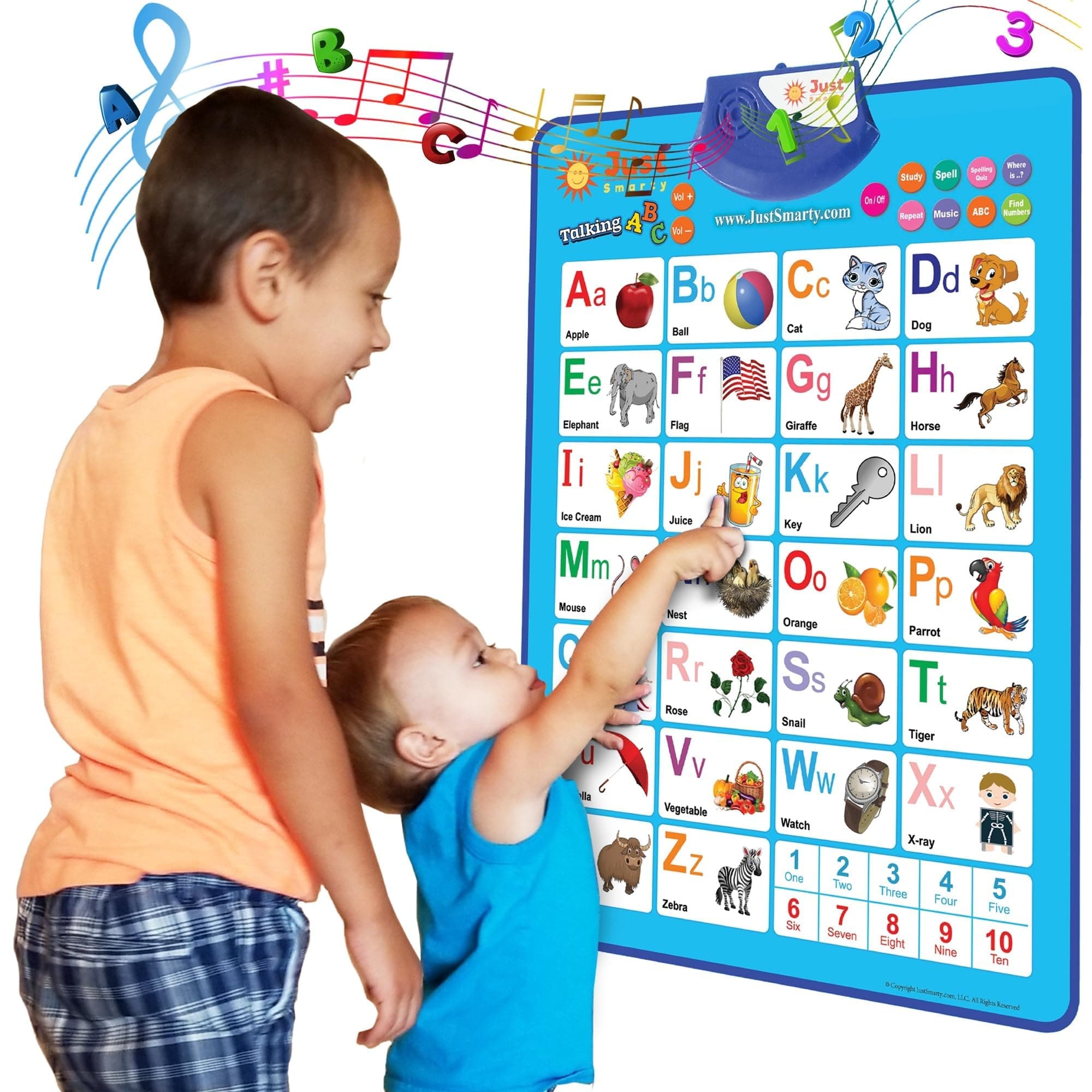 Just Smarty Alphabet Wall Chart for Toddlers 1-3 | ABCs & 123s Kids Learning Toy | Educational Gift for Infant Ages 1 2 3 4 5 | Speech Therapy for Kids 1-3 | Autism Toys for Toddlers 3-4