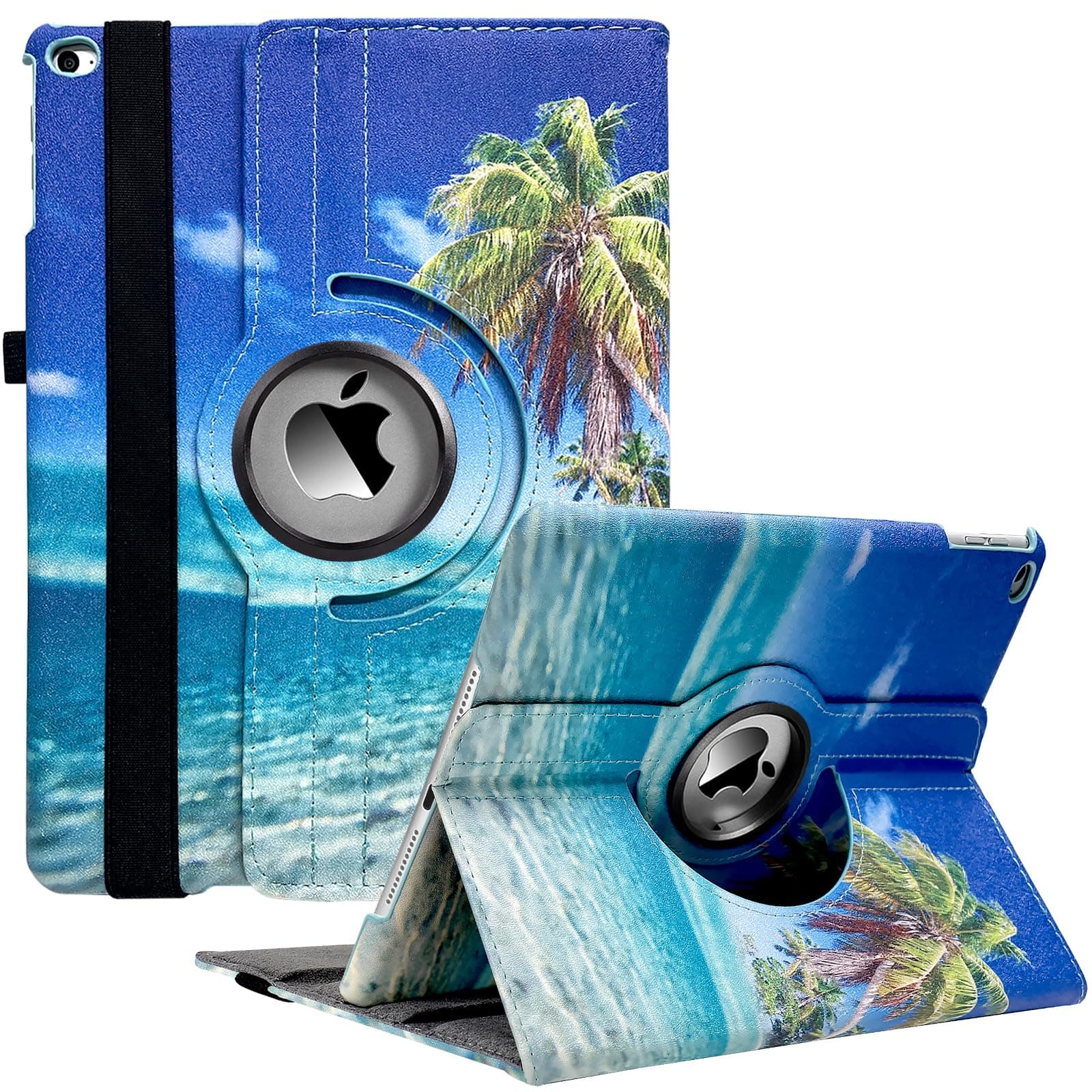 CenYouful Case for iPad Fit 2018/2017 9.7 6th/5th Generation - 360 Degree Rotating Case Cover with Auto Wake/Sleep Compatible with iPad 9.7 Inch 2018/2017 (Coconut Trees)