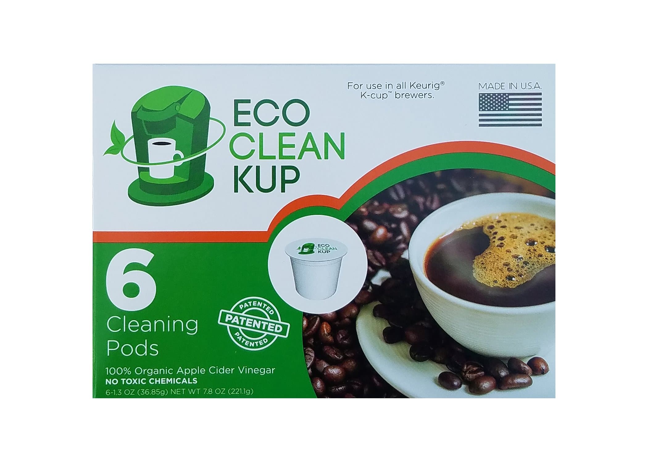 Eco Clean Kup Compatible with Keurig K-Cup 2.0 Machine Cleaning Pods by Eco Clean Kup - 6 Single Serve Cleaner Cups per Box