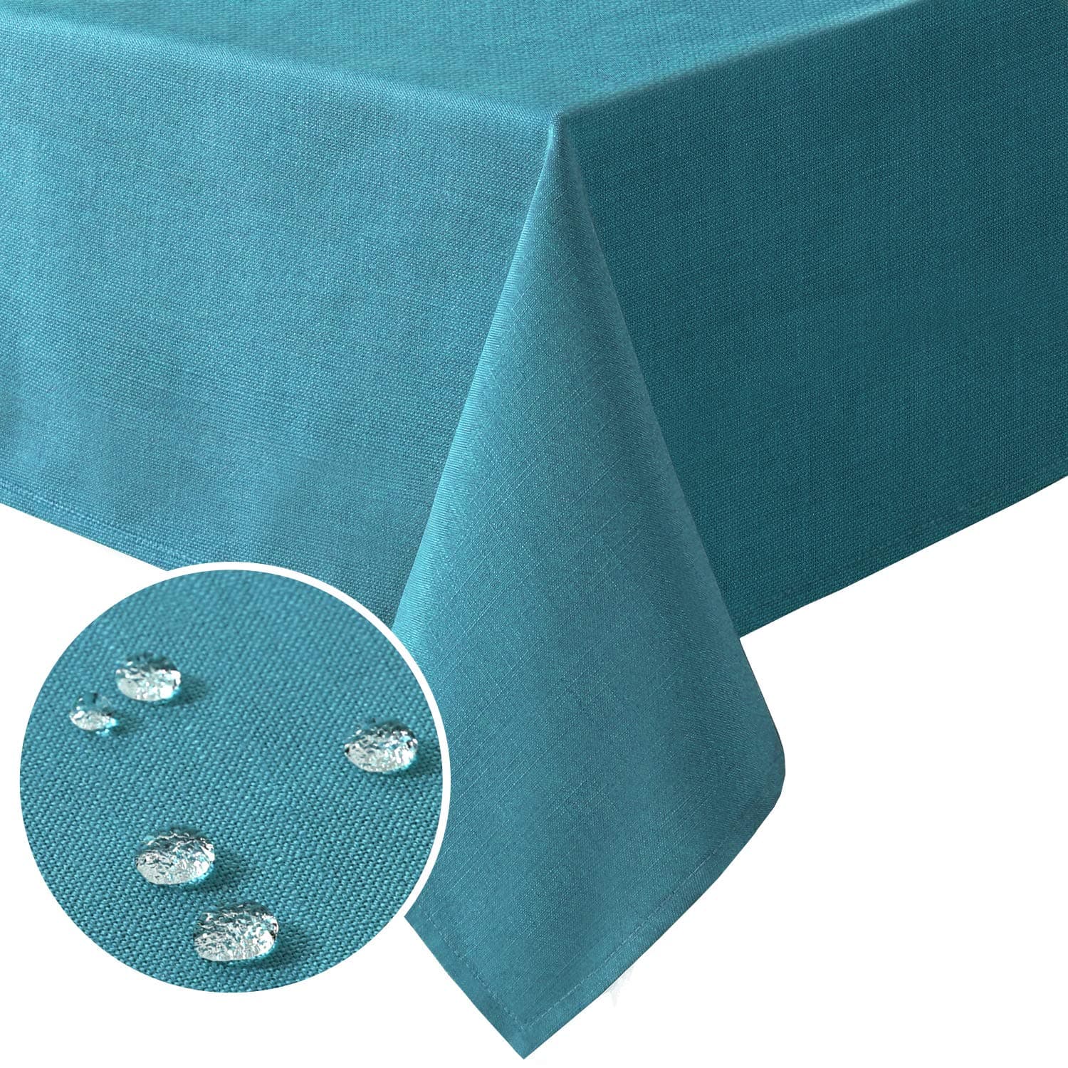 H.VERSAILTEX Linen Textured Table Cloths 60 x 60 Inch Premium Solid Tablecloth Spill-Proof Waterproof Table Cover for Dining Buffet Feature Extra Soft and Thick Fabric Wrinkle Free, Teal