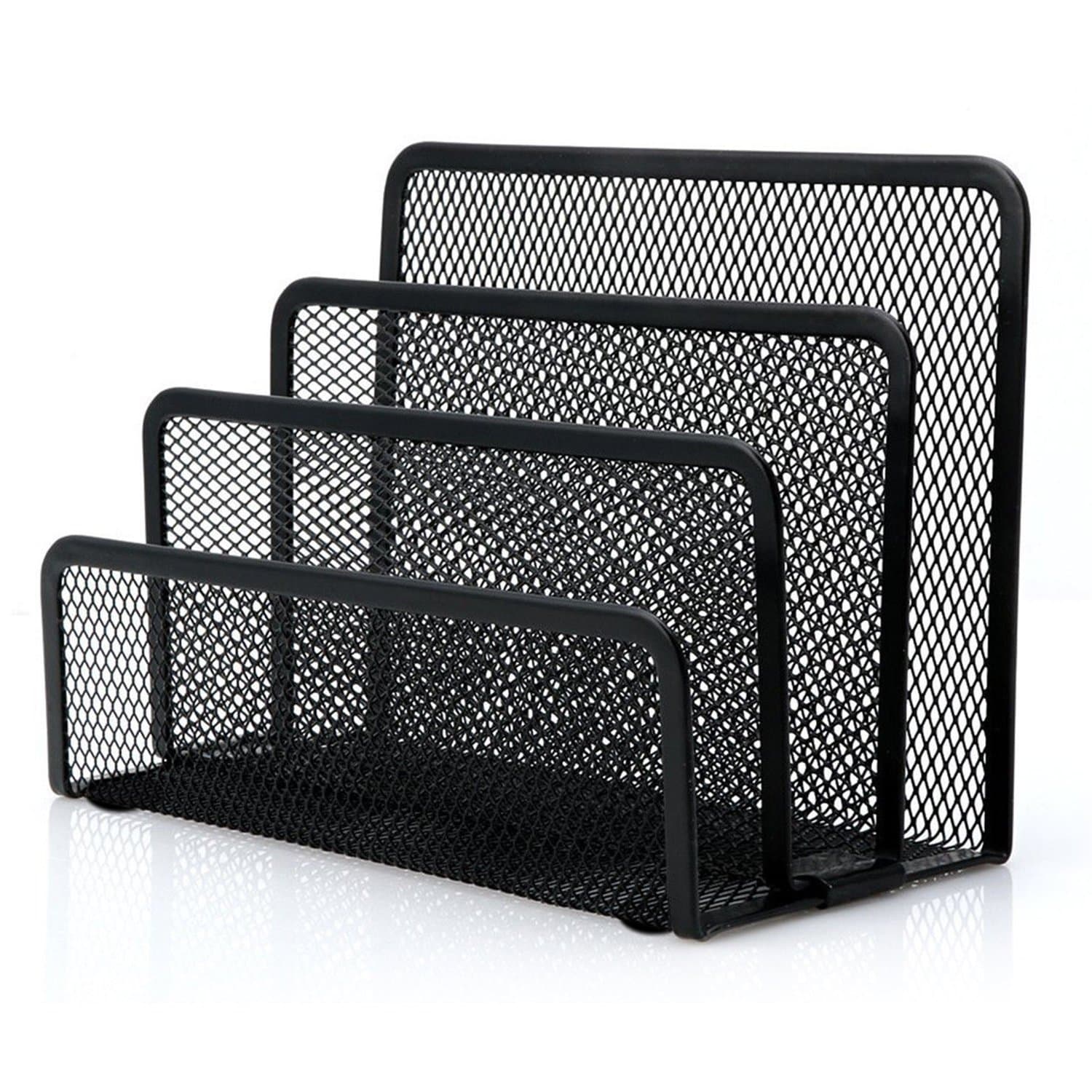 Desk Mail Organizer, File Holder Letter Sorter with 3 Vertical Upright Metal Mesh Compartments Document, Filing, Folders, Mail, Paper Organizer for Home or Office Desktop (1PCS)