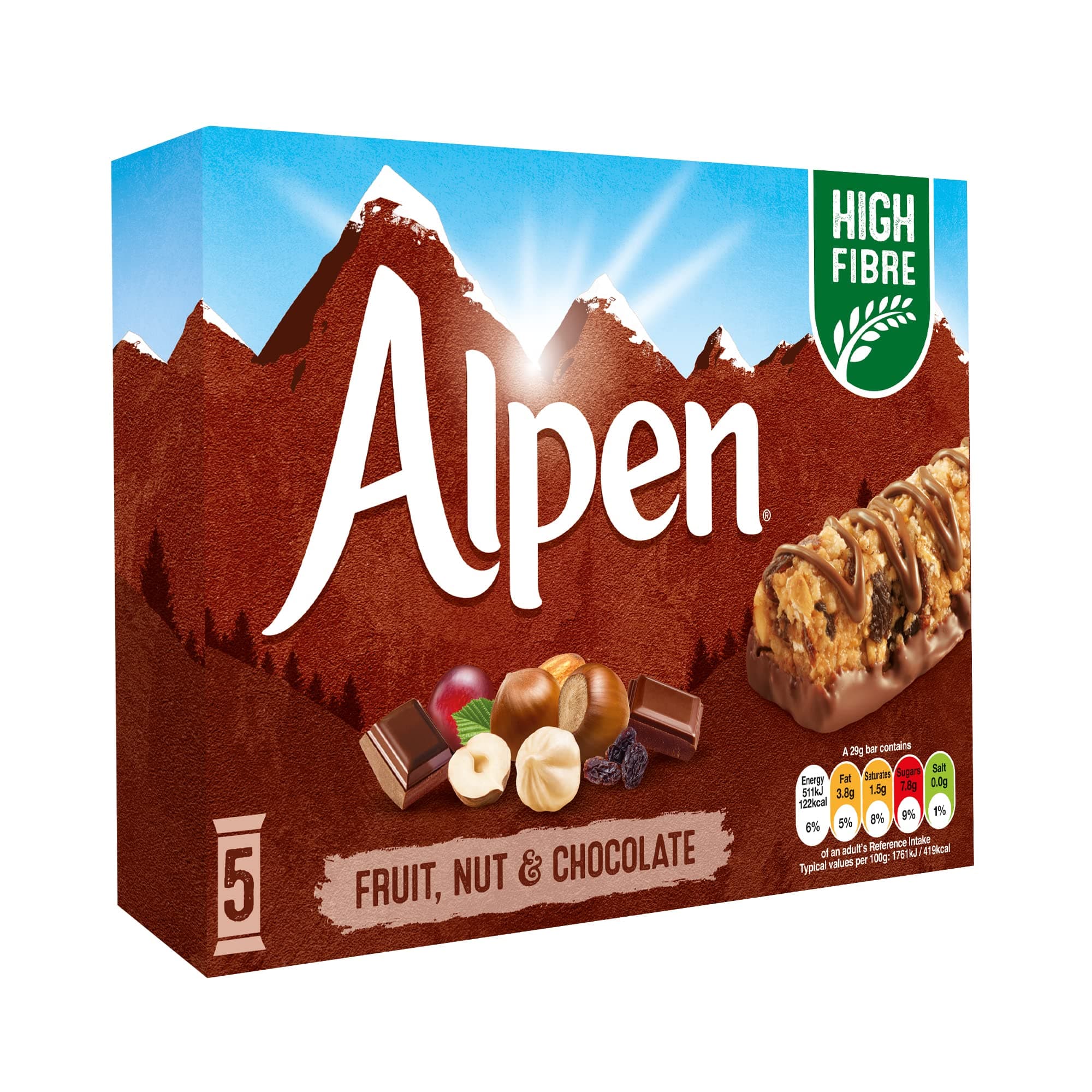 Alpen Fruit & Nut With Milk Chocolate 29g x 5 Pieces