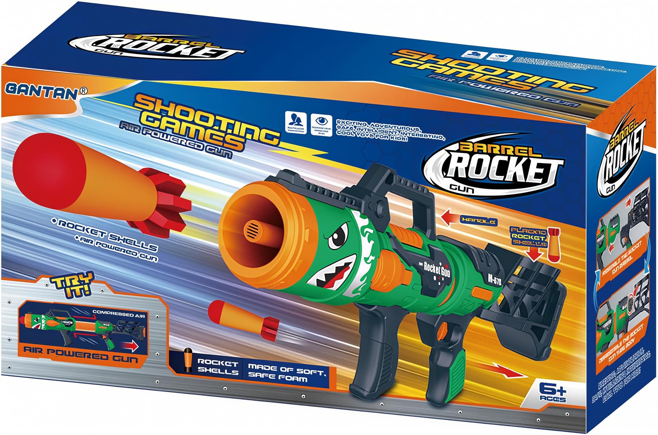 Toy Rocket Barrel Launcher-Fires Foam Rockets Includes 6 Rockets Compatible with Fortnite RL Blaster- Shooting Game Toy Air Power Blaster Gun for Youth, Teens, Adults