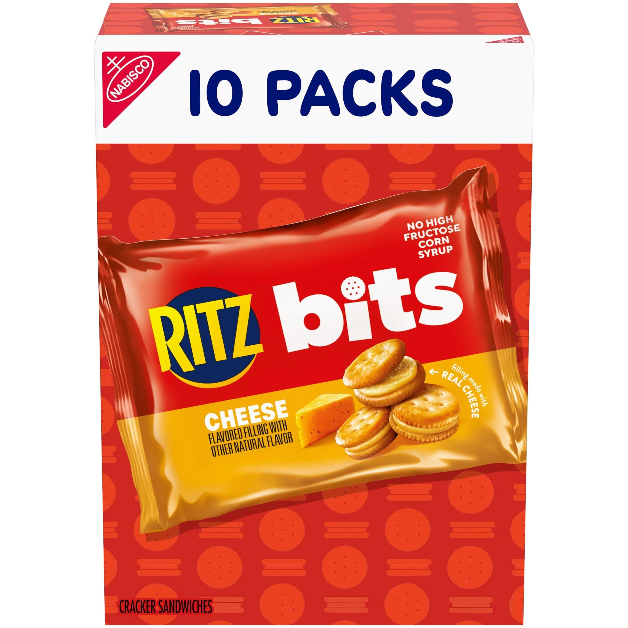 Bits Cheese Sandwich Crackers, Lunch Snacks, 10 Snack Packs