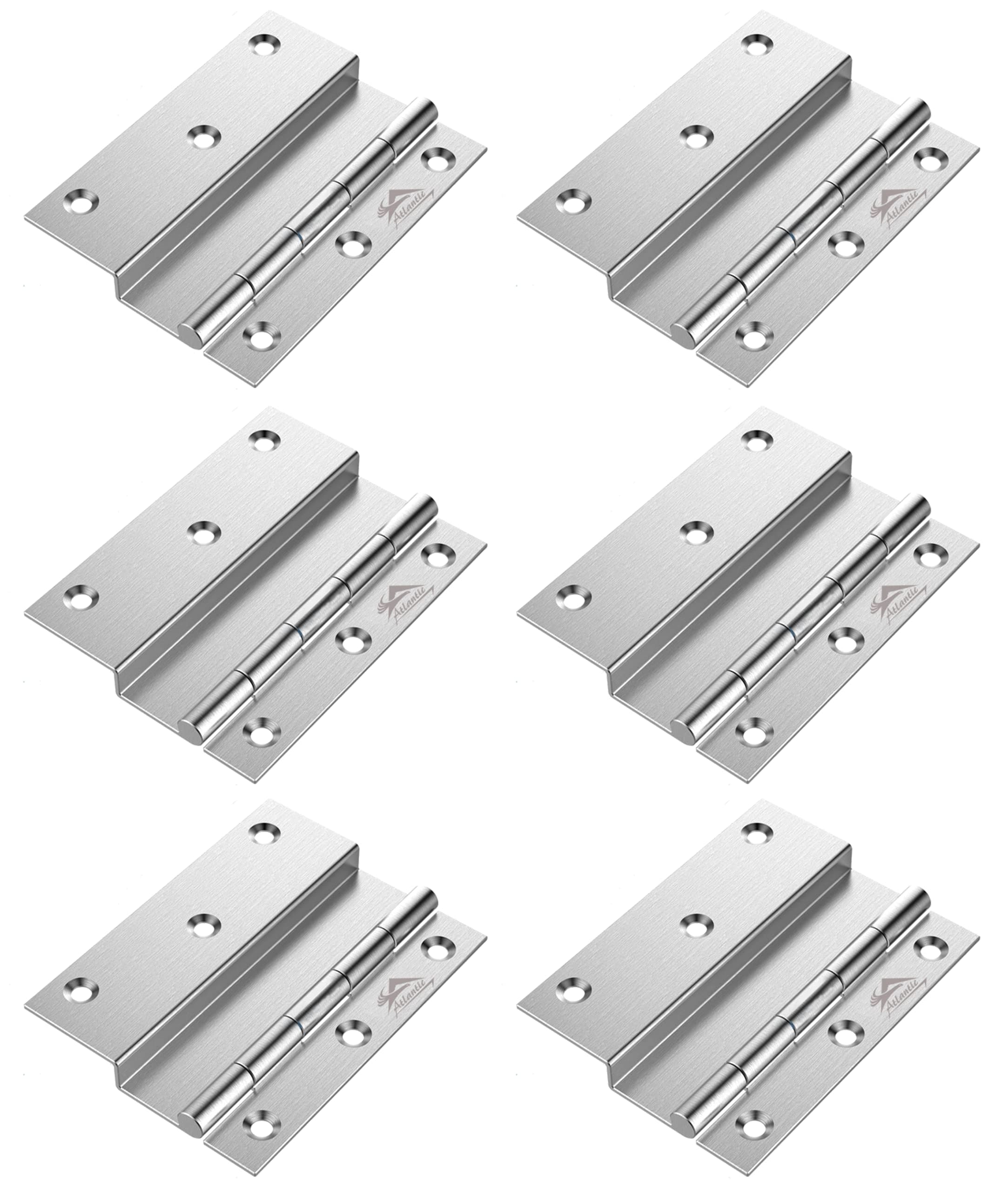Atlantic Stainless Steel L-Hinges 3" X 1/2" X6 MM Matt Finish Pack of 6