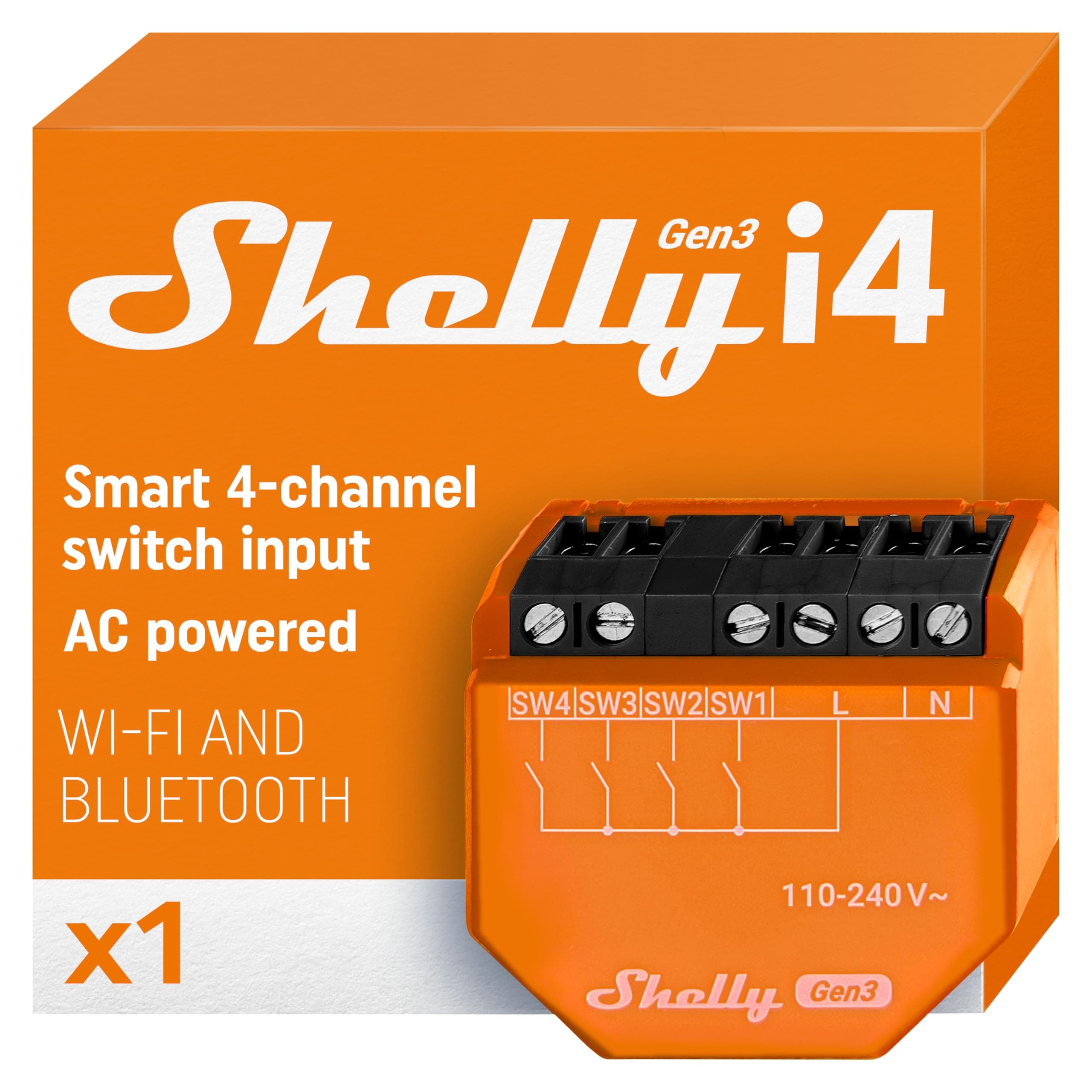 i4 Gen3 | WiFi Smart 4-Digital inputs Controller of Shelly Relays | Home Automation | Compatible with Alexa & Google Home | iOS Android App | No Hub | Remote Control | Multi-Click