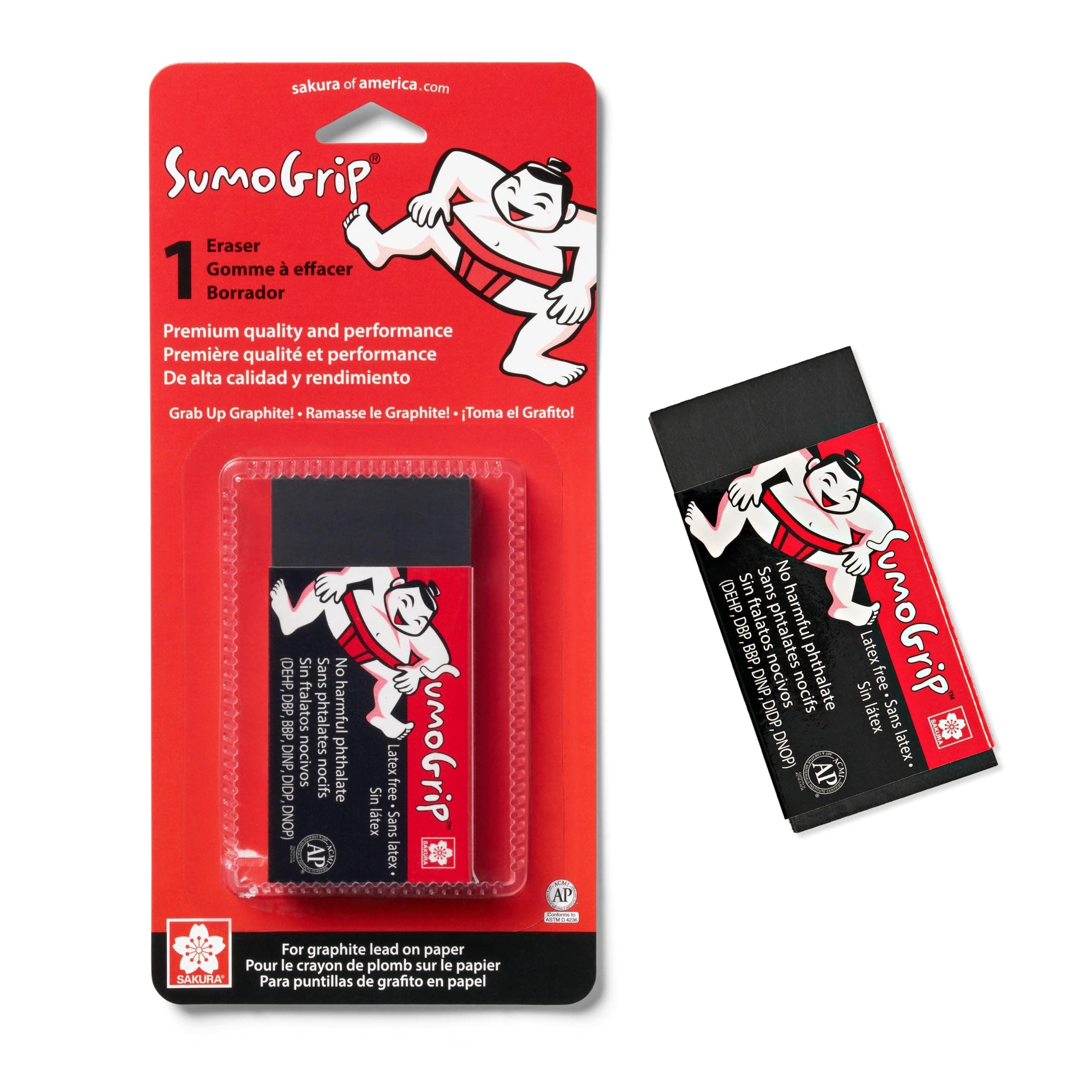 SAKURA 50257 SumoGrip Premium Block Eraser 1Pc, White