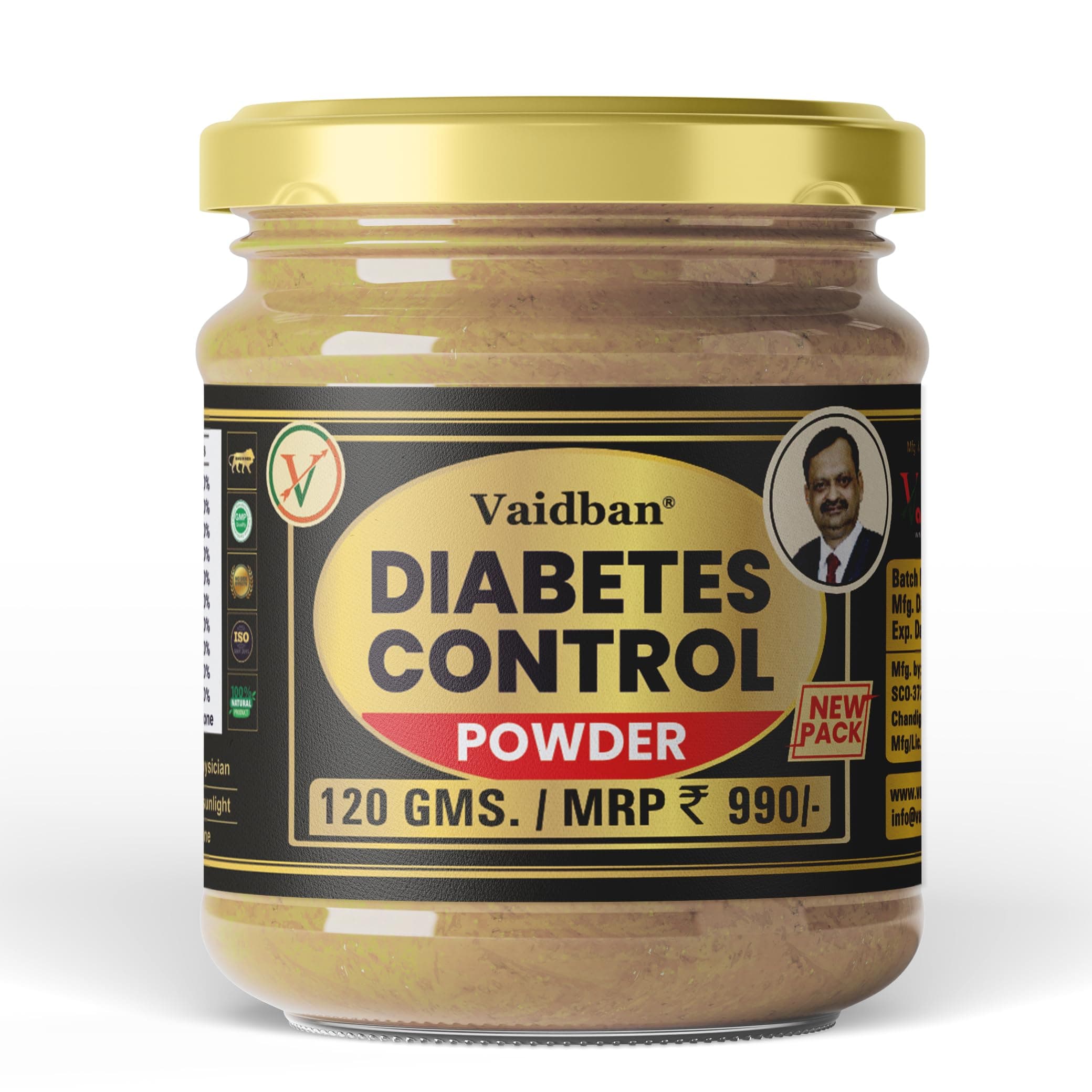 Vaidban Diabetes Control Powder (120g) - Ayurvedic Blood Sugar Support with Methi, Jamun & Karela | Natural Glucose Management & Energy Booster | 100% Herbal Formula for Daily Wellness