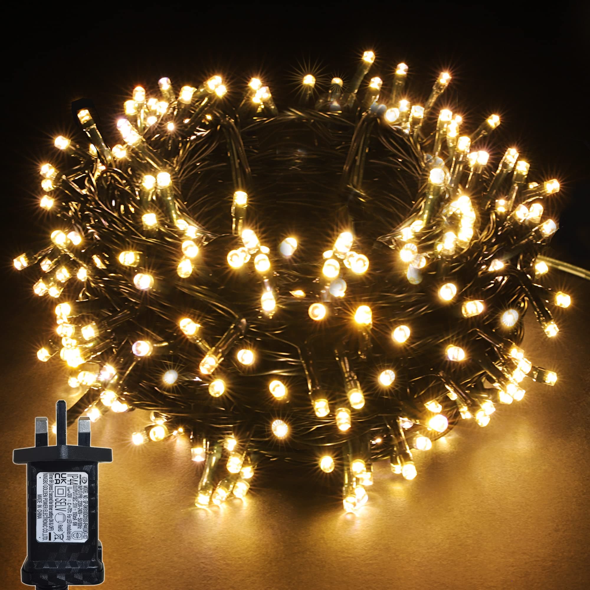30M LED String Fairy Lights On Dark Green Cable with Various Light Effects, Ideal for Christmas Tree, Xmas, Party,Wedding,ETC (Warm,300 LEDs)