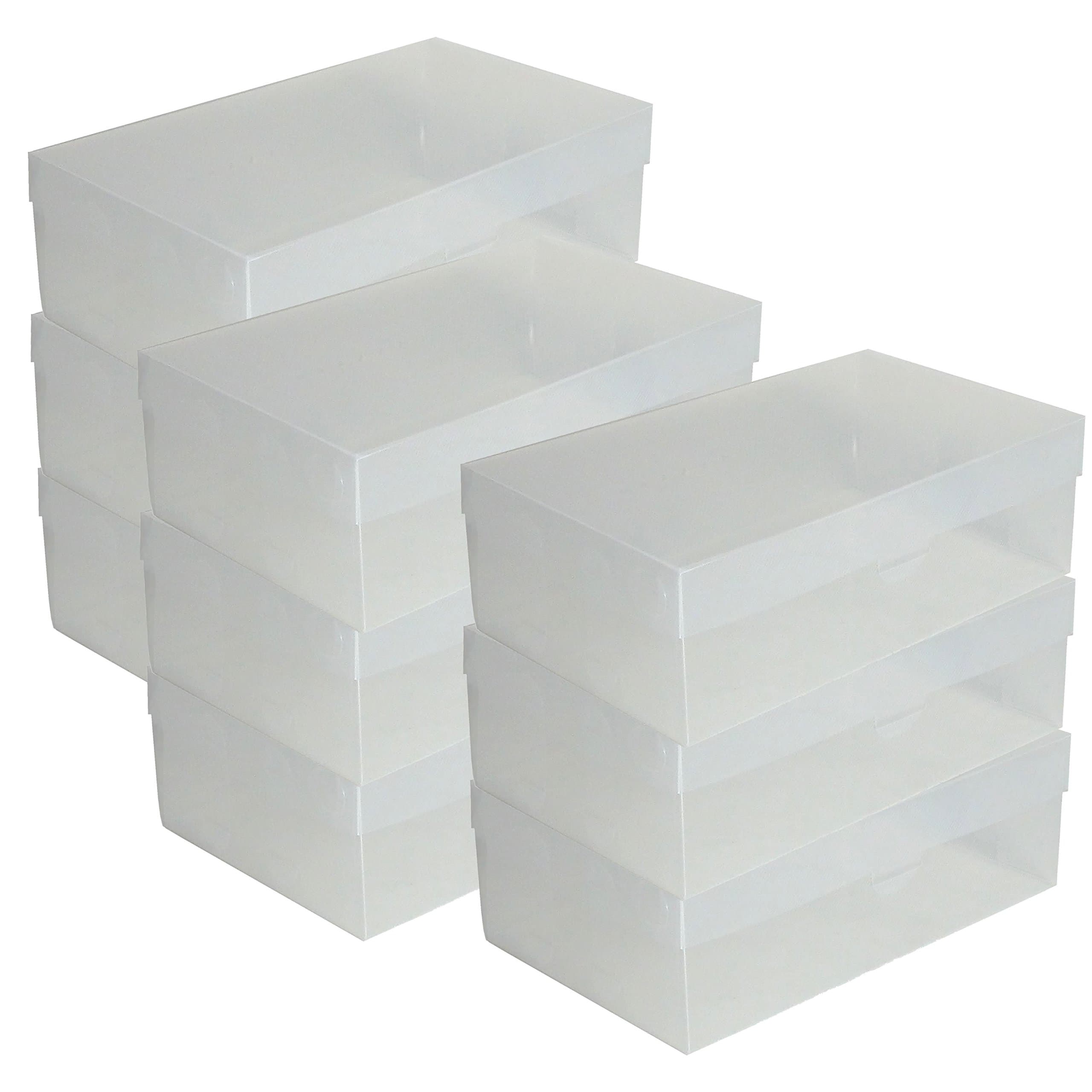 DynaSun 9x PP437 Heavy Duty Clear Plastic Shoe Storage Box Stackable Foldable Holder Container Organizer for men and ladies