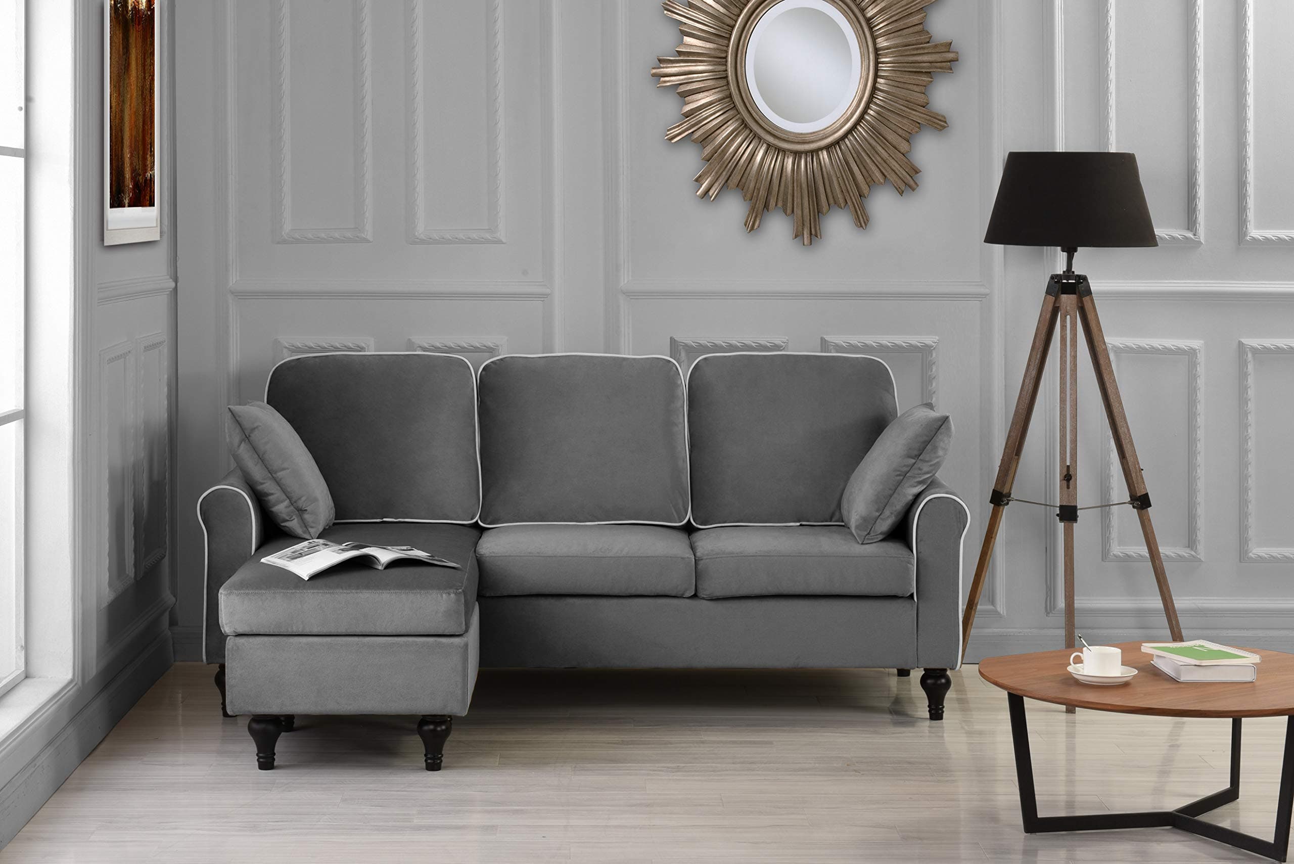 Divano Roma Furniture Madison Sectional, Grey