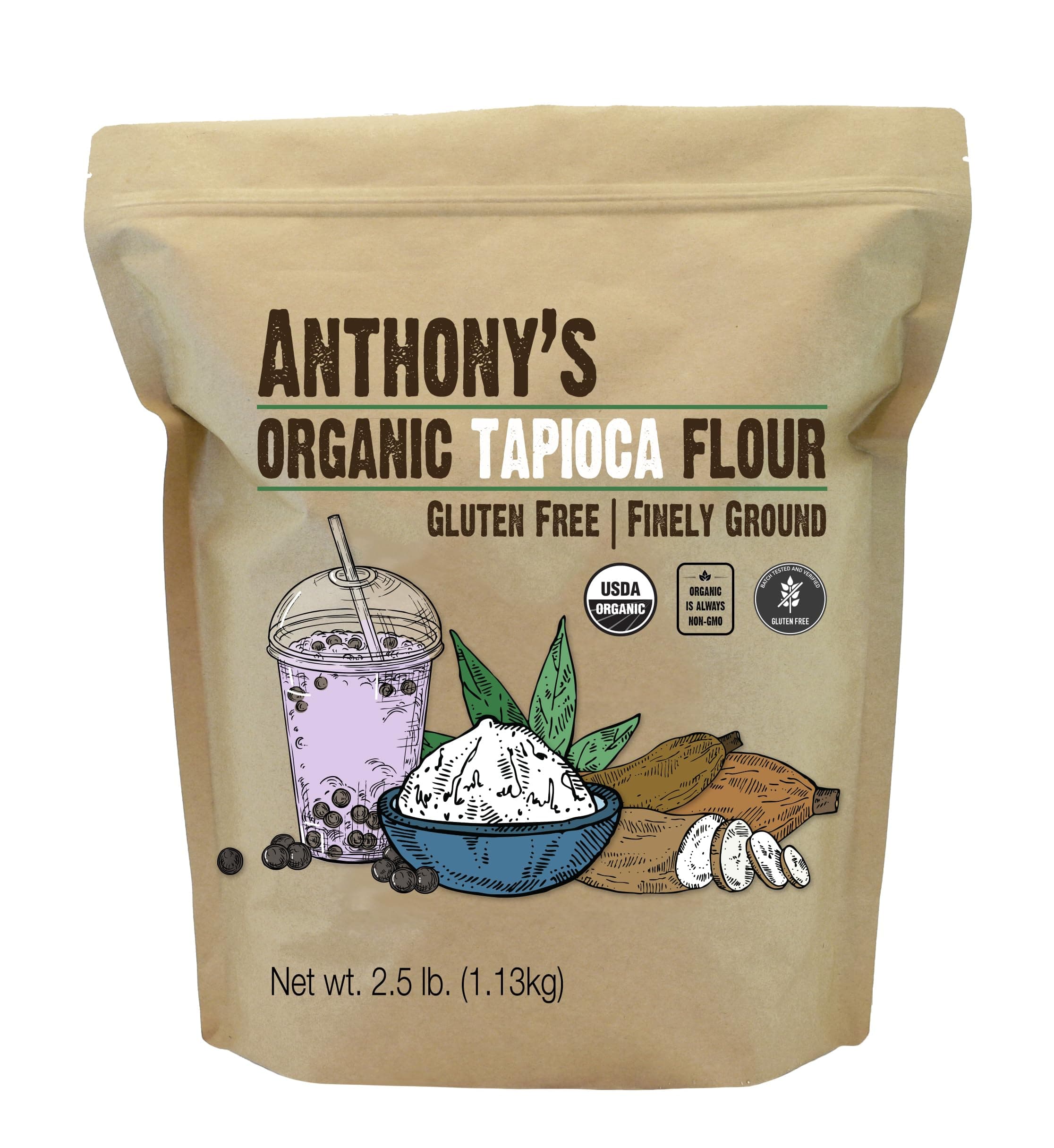Anthony's Organic Tapioca Flour Starch, 2.5 lb, Gluten Free, Non GMO