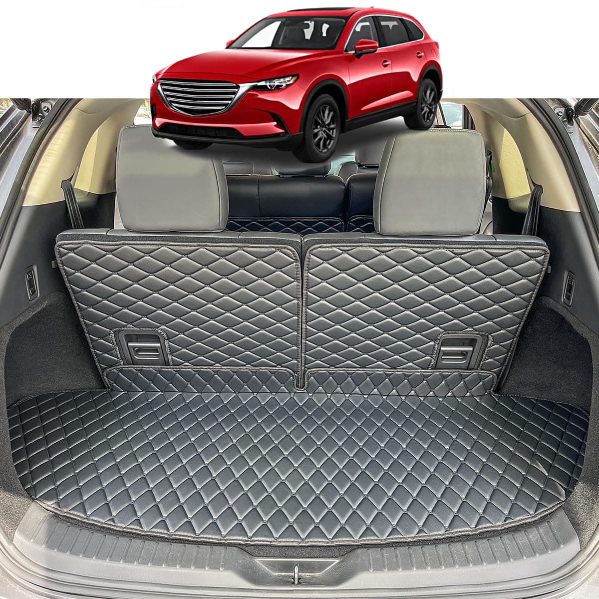 Cargo Mat Compatible with 2016-2023 Mazda CX-9 Trunk Mat (2nd-Row Captain's Seat) Cargo Liners for Mazda CX9