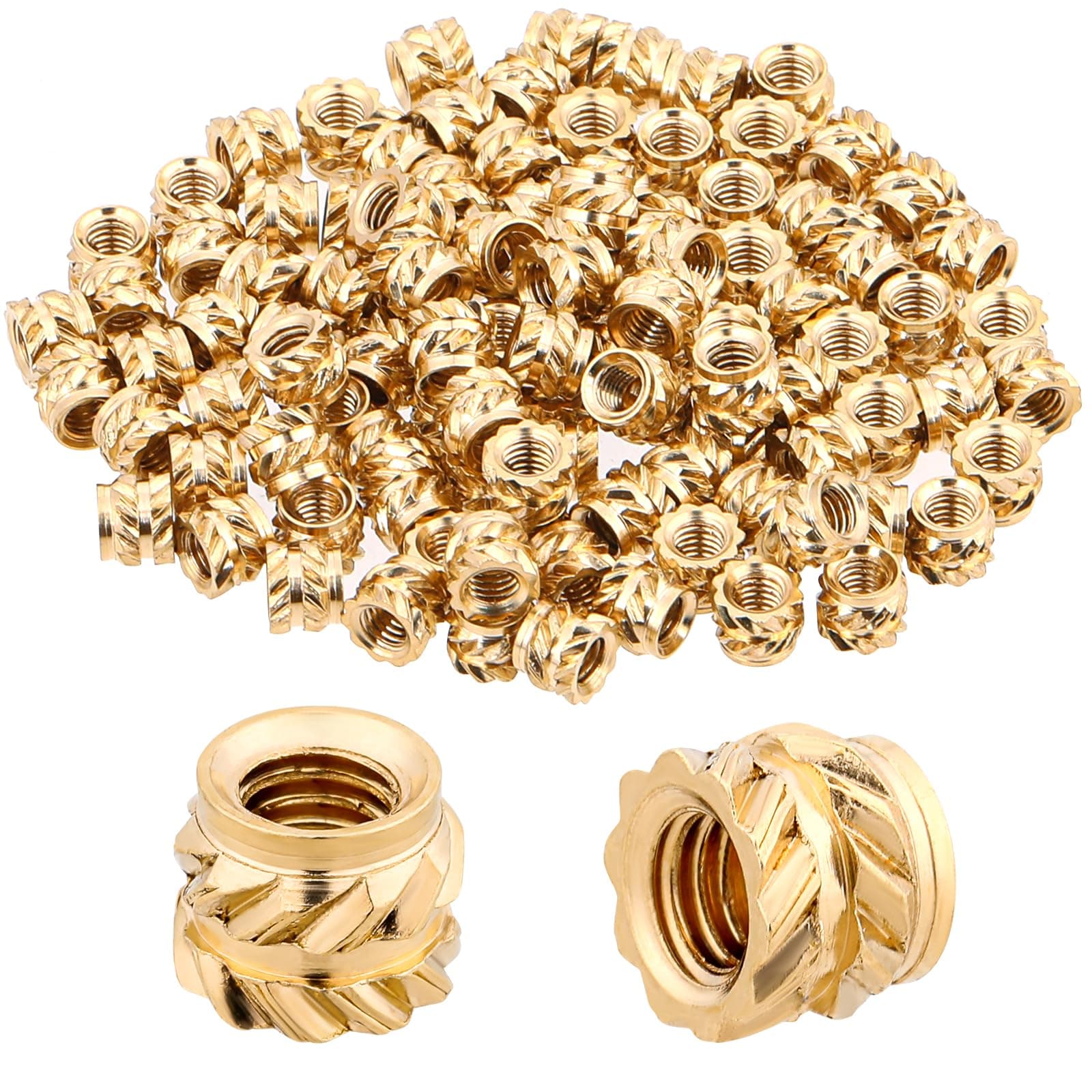 Jeffdad 100 Pcs M3 Threaded Insert, M3x4x5mm Heat Seat Inserts, 3D Printing Knurled Brass Insert Nuts for Plastic