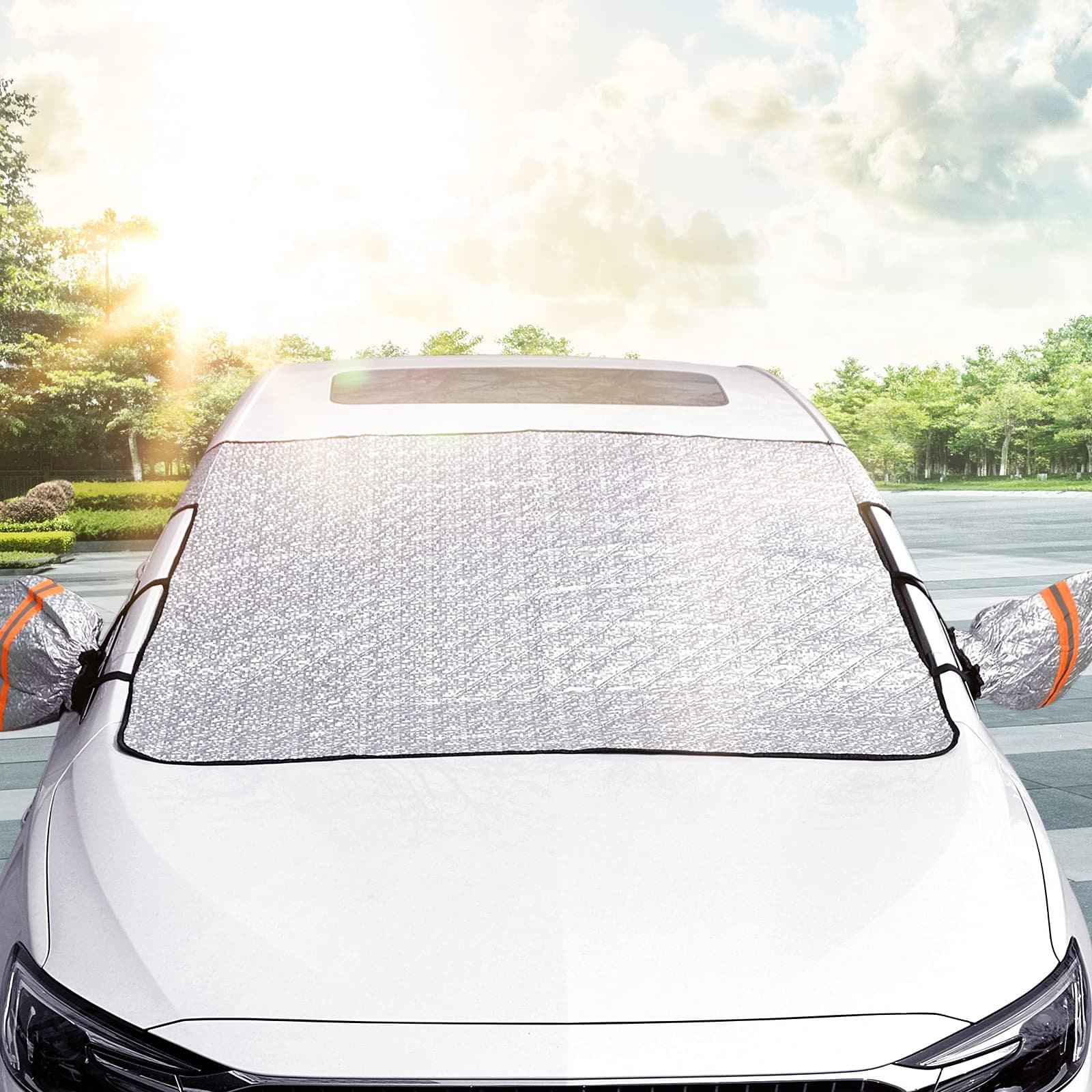 KinHwa Automotive Windshield Sun Shade - Blocks UV Rays Sun Visor Protector Sunshade to Keep Your Vehicle Cool and Damage Free Fits Most Windshields 1 Pack