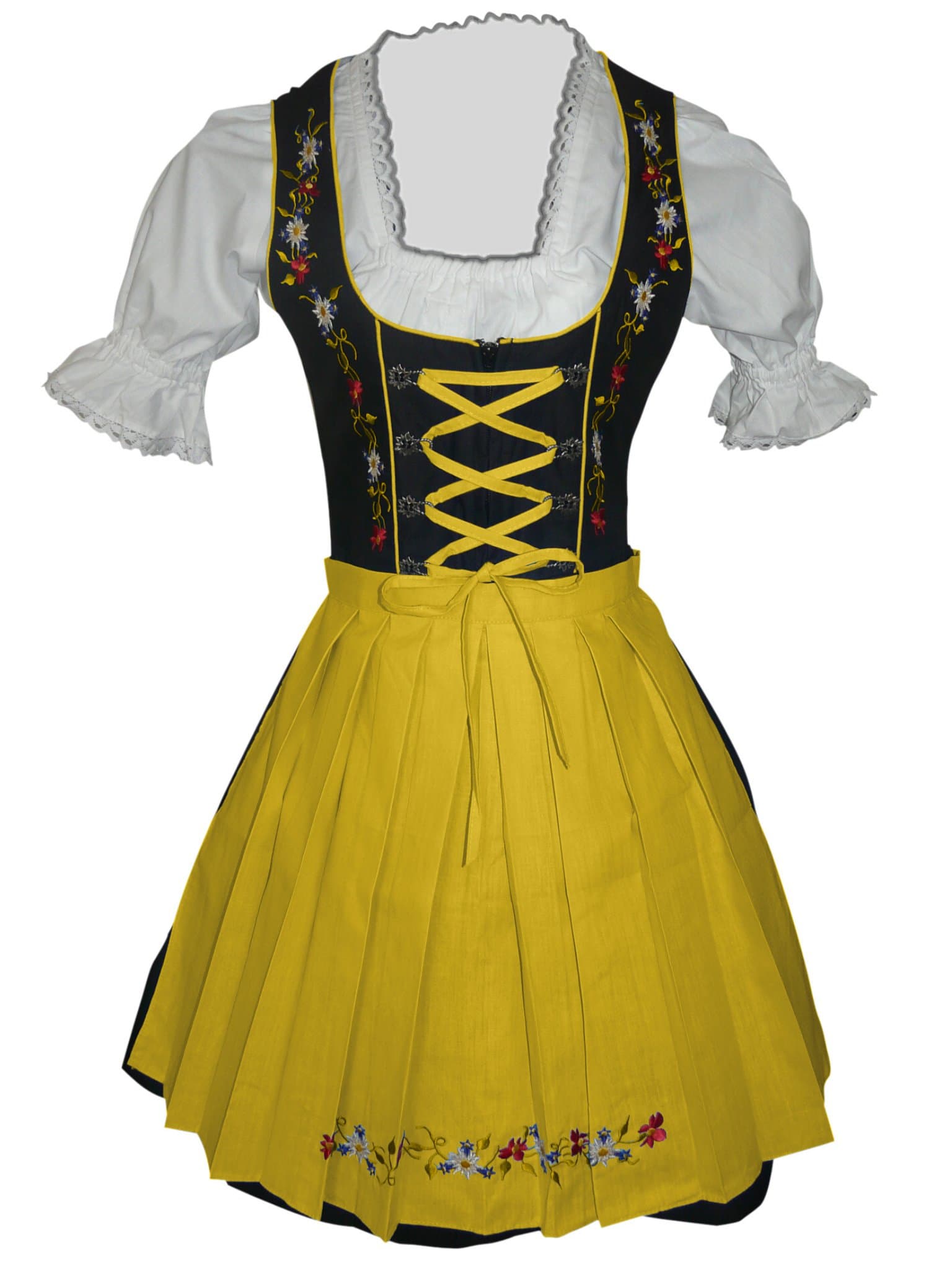 Dirndl World3pcs. bavarian mini Dirndl-s dress-es, Drindle-s Blouse, Apron, Sizes 4-22 Di06