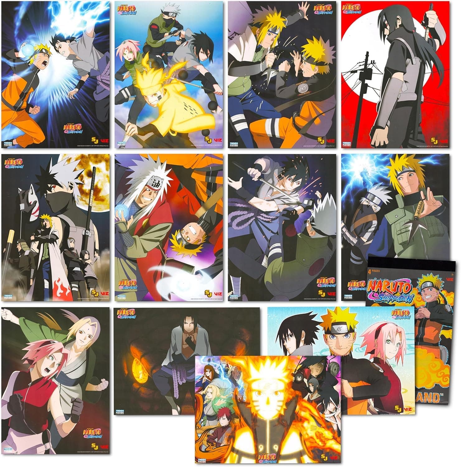 Naruto Room Decor Bundle - 12 Anime Posters for Bedroom Walls With Stickers (Room Decorations)