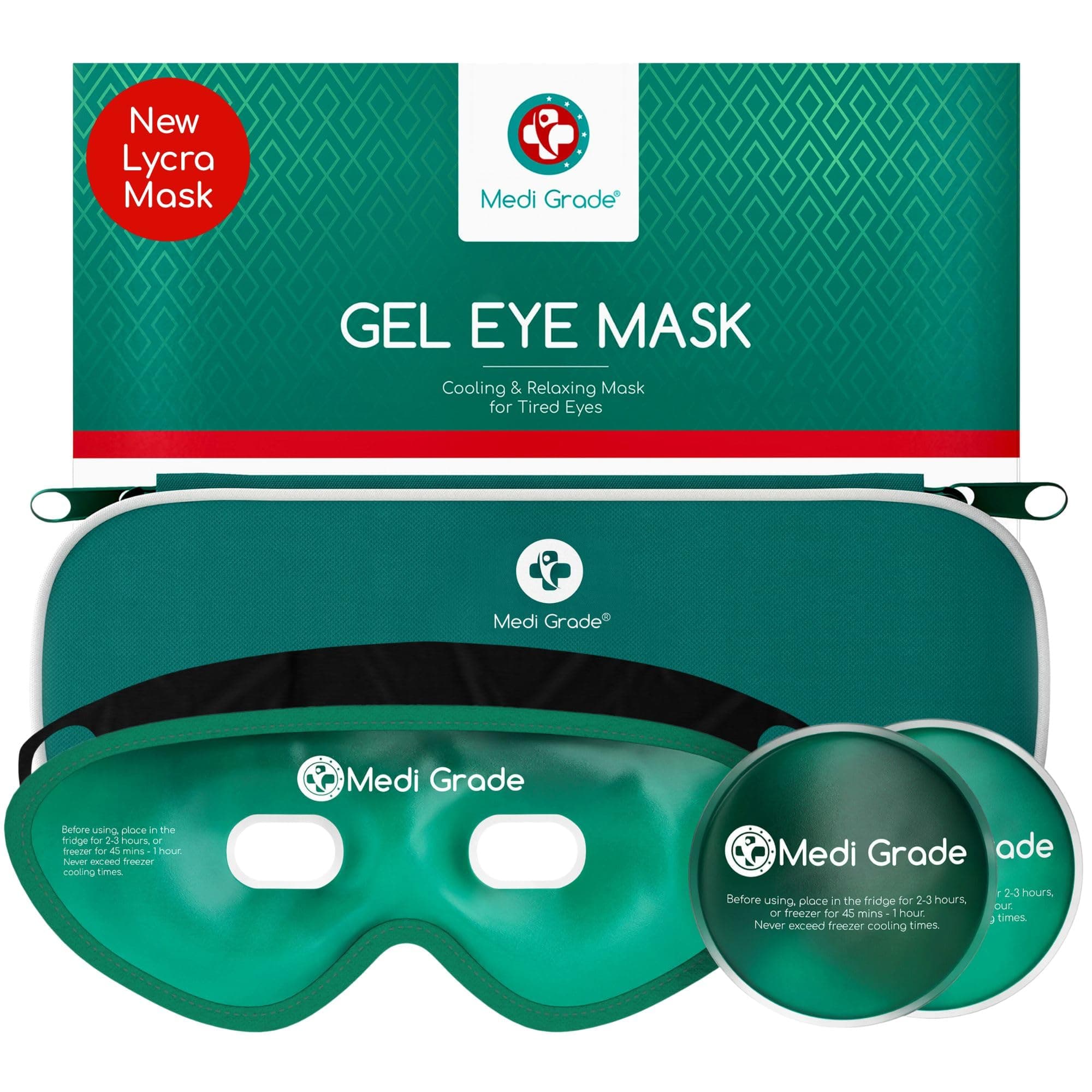 Medi Grade Cooling Eye Mask for Puffy Eyes with Cold Pads and Insulated Thermo-Bag - Ice Cold Gel Eye Mask for Morning/Night Skincare Routine and Reducing Dark Circles - Soft Cooling