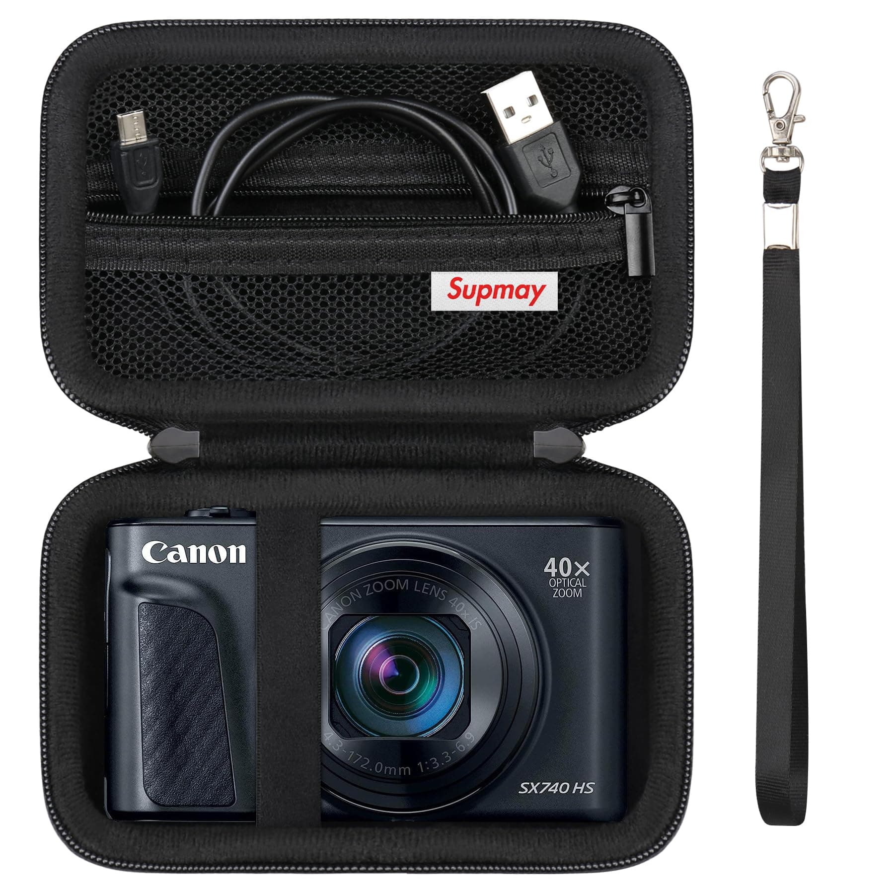 Hard Carrying Case for Canon PowerShot SX740 HS/ SX730 HS/ SX720 HS/ SX620 HS/ G7 X Mark III/ G7 X Mark II Digital Camera, Storage Holder Travel Bag with Mesh Pocket for Battery Pack, Black