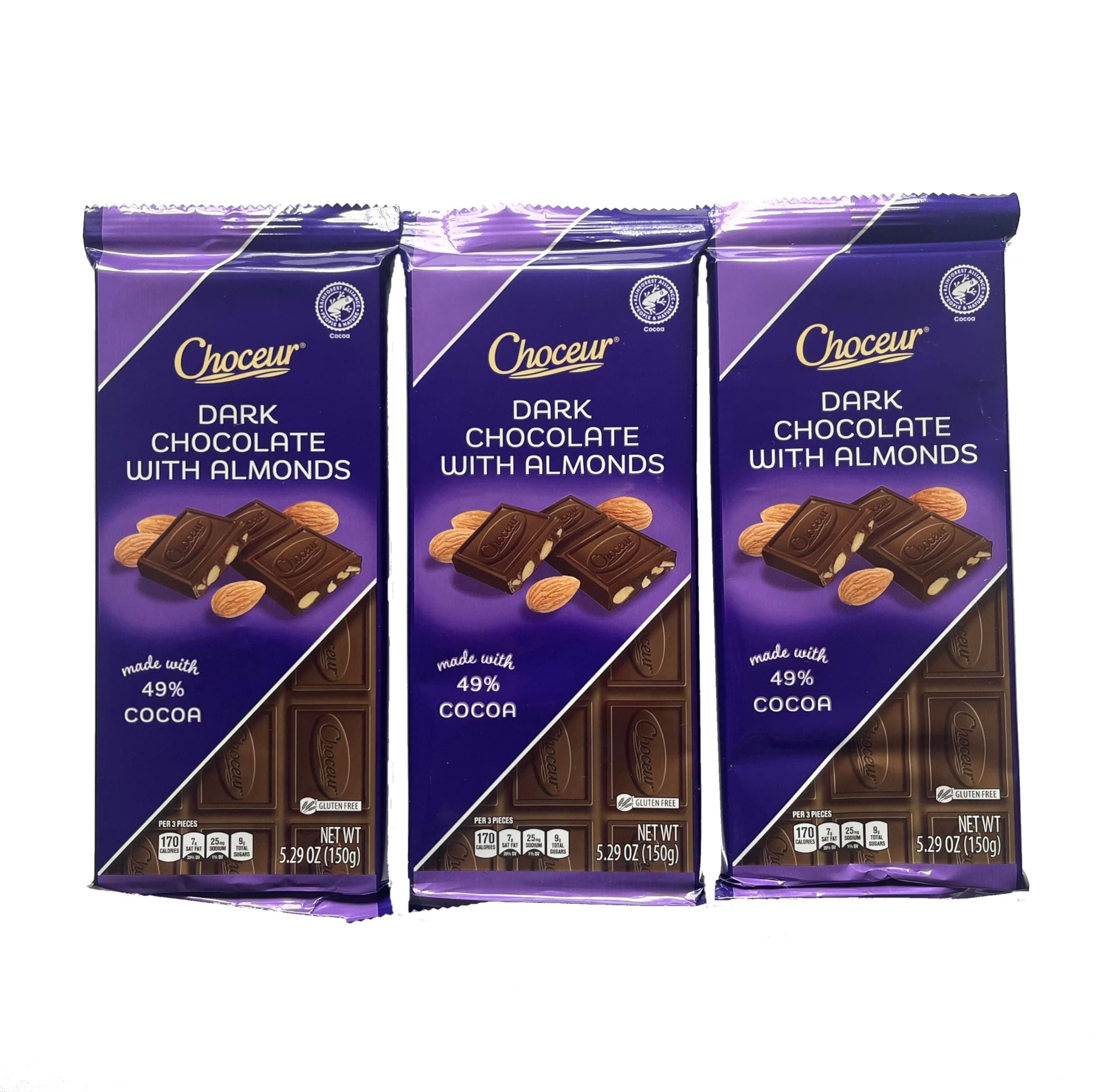 Dark Chocolate with Almonds Gourmet Chocolatier 5.29 oz made with 49% Cacao (3)