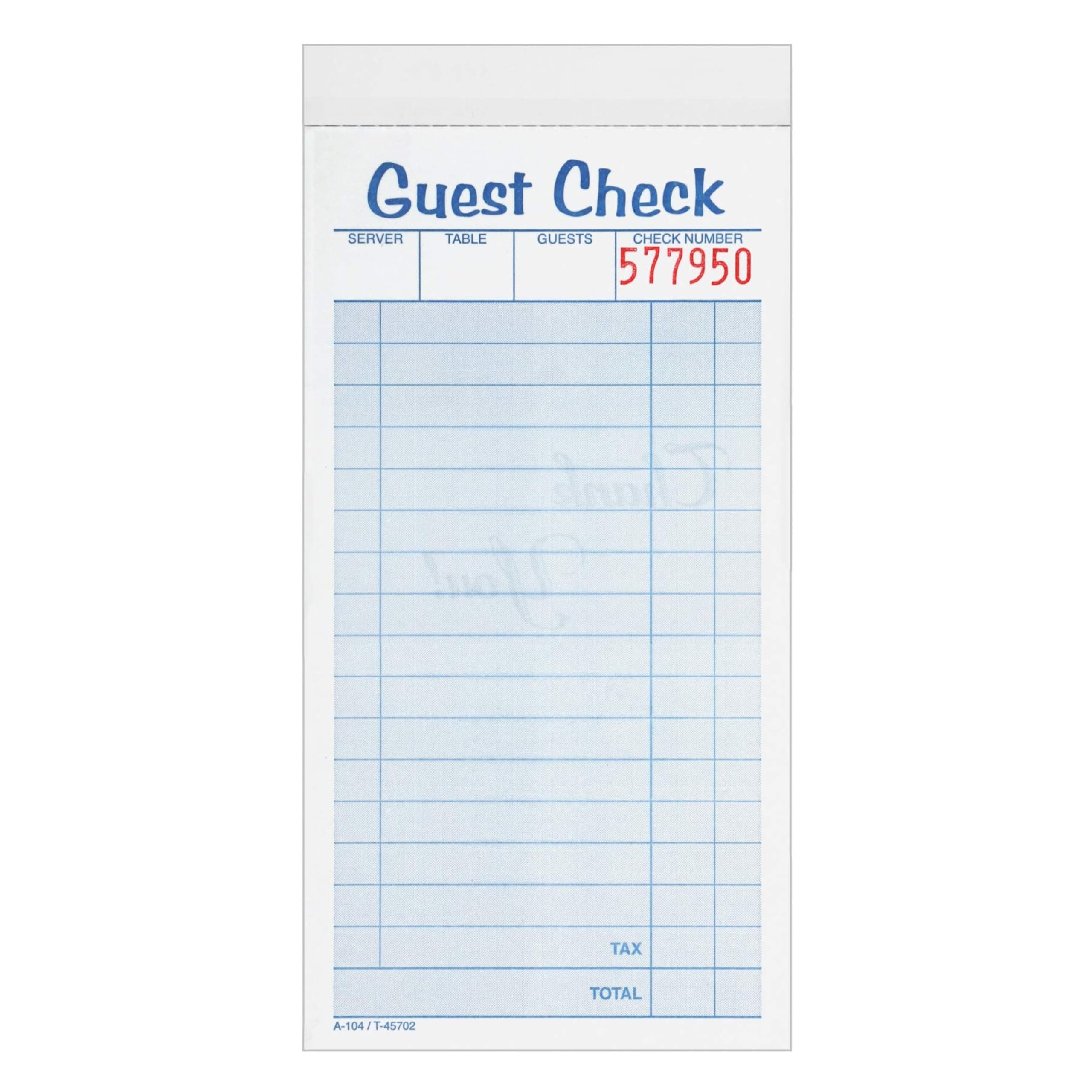 Guest Check Pads, 2-Part, Carbonless, White/Canary, 3-3/8" x 6-3/8", 50 Sets per Pad, 10 Pack (104-50SW)