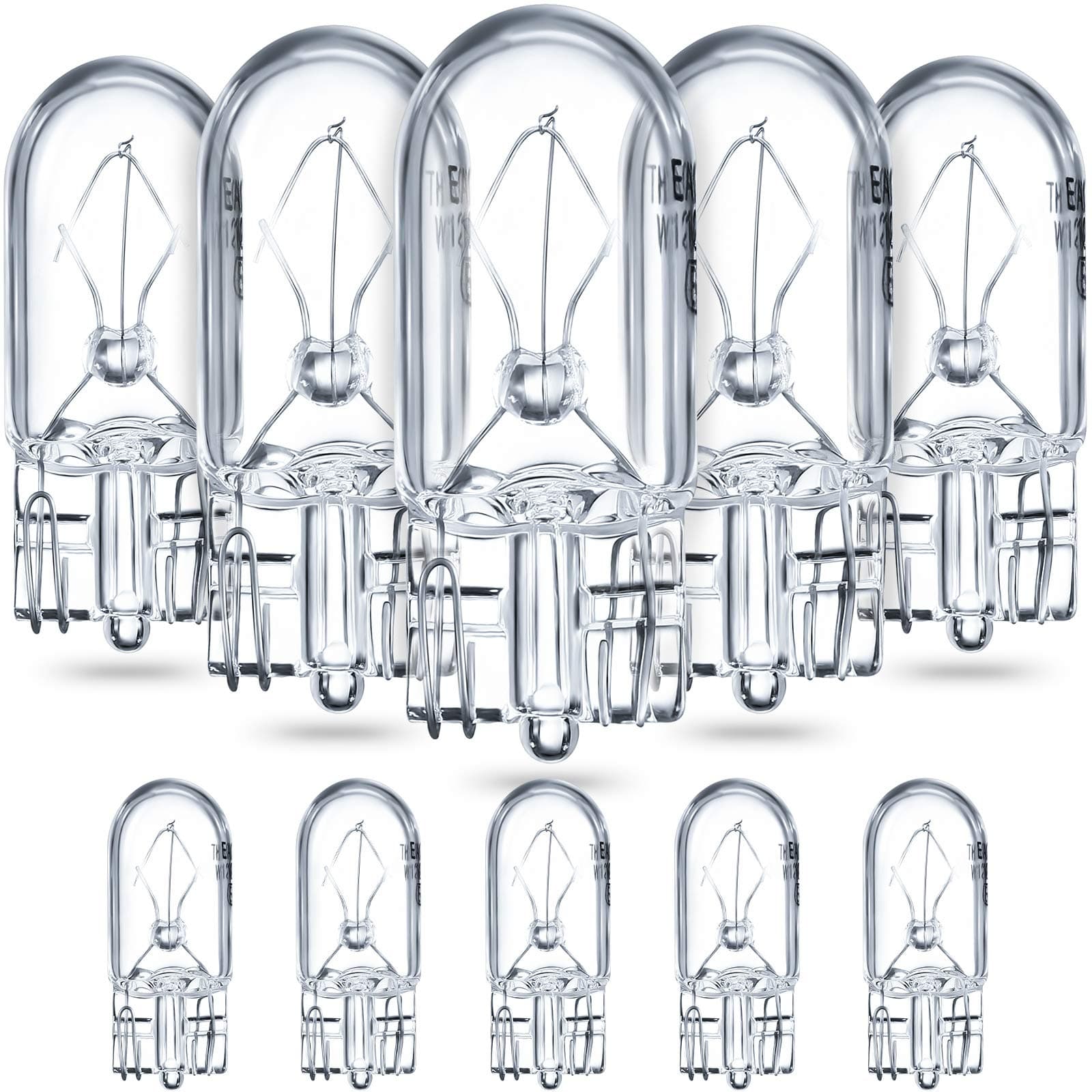 Honoson 1/4 Wedge Base 12V 5W Bulb Clear Krypton Light Bulb for Landscape, RV and Cabinet Lighting(Warm White Light,10 Pieces)