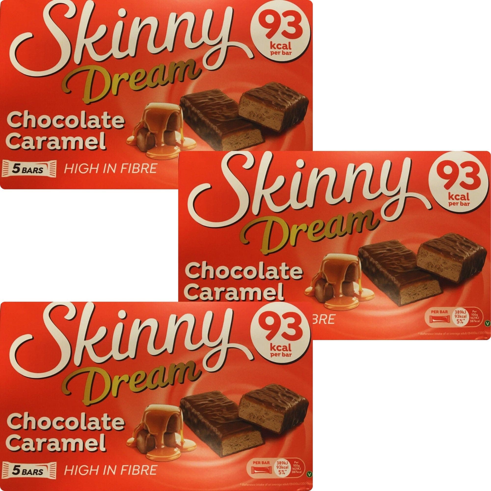 Chocolate Bundle With skinny dream chocolate caramel bars high in fibre (Pack of 3) With Oerich Card