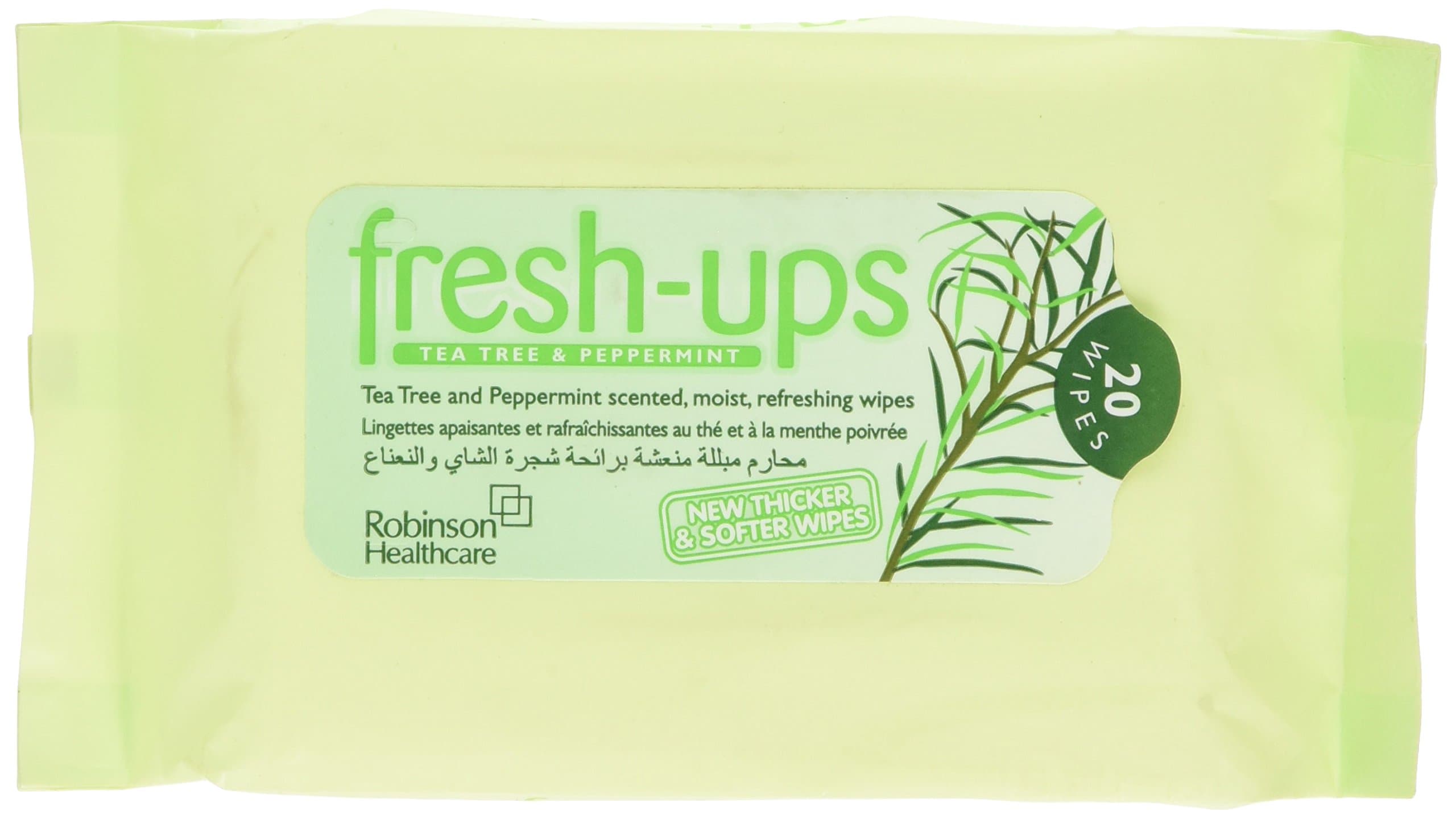 Fresh Ups 2627A Moist Wipes Tea Tree & Peppermint (Pack of 20)