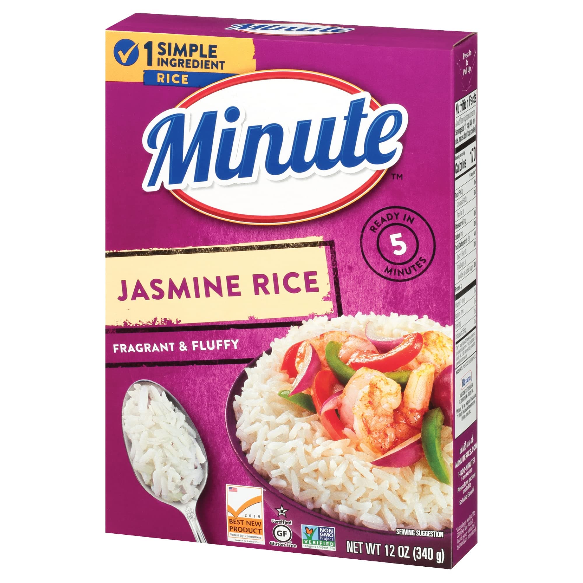 Jasmine Rice, Instant Jasmine Rice for Quick Dinner Meals, 12 Ounce Box