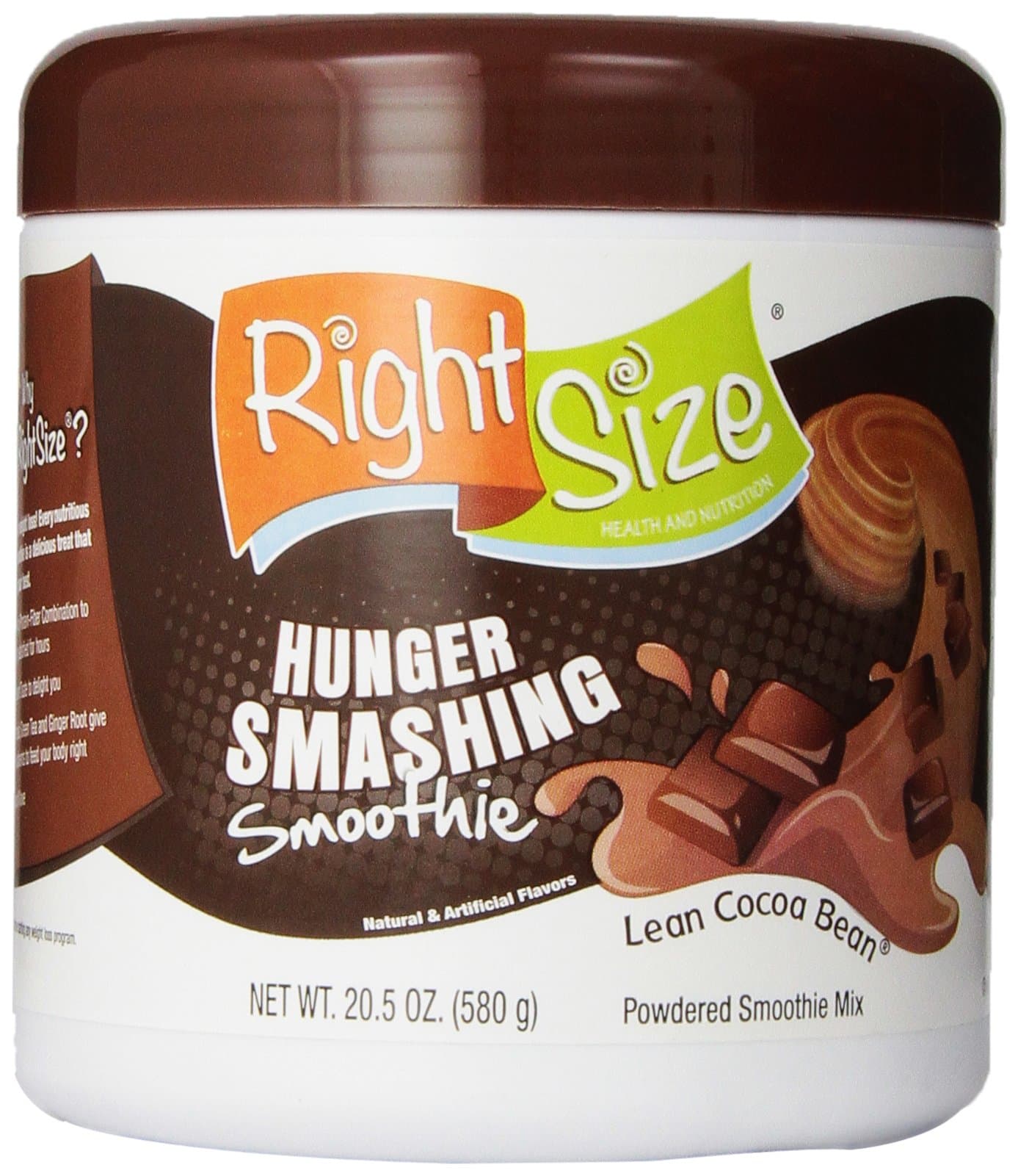 Right Size Hunger Smashing Smoothie Powder - Lean Cocoa Bean - 20.5 0z. (580 g)