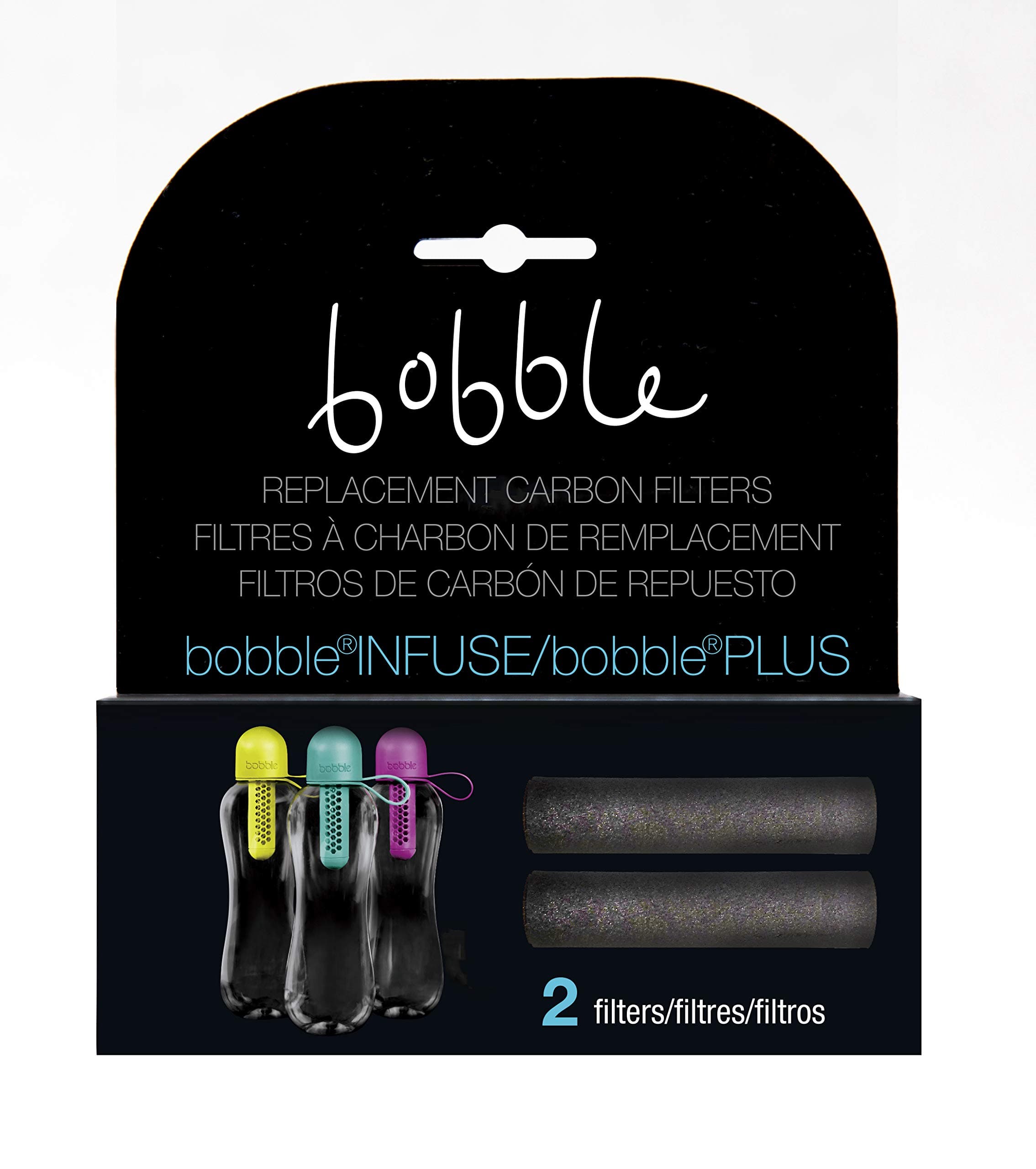 Replacement Carbon Filters for Bobble Classic, Infuse and Plus Bottles (2 Filters)