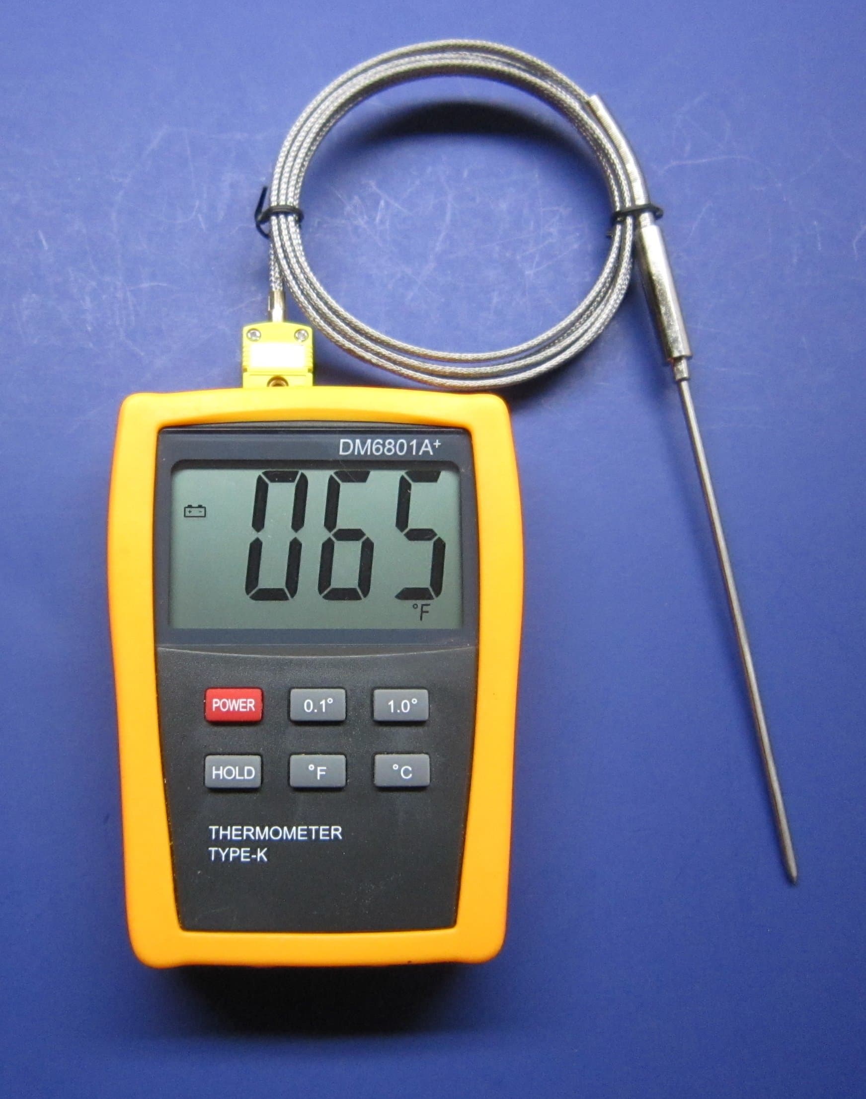 High Temperature k-Type Thermocouple Thermometer with 5" Pointed Stainless Steel Insertion Probe 932 F or 500 C