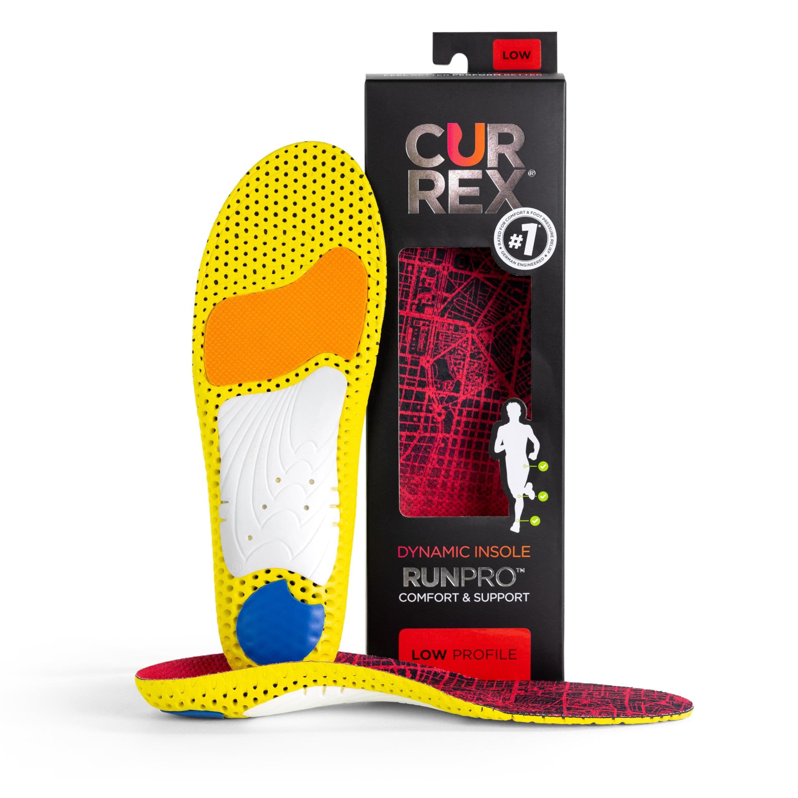 - CURREX RunPro Insoles for Running Shoes, Arch Support Inserts to Help Reduce Fatigue, Prevent Injuries, Boost Performance for Men & Women (Low Arch, Size Large)