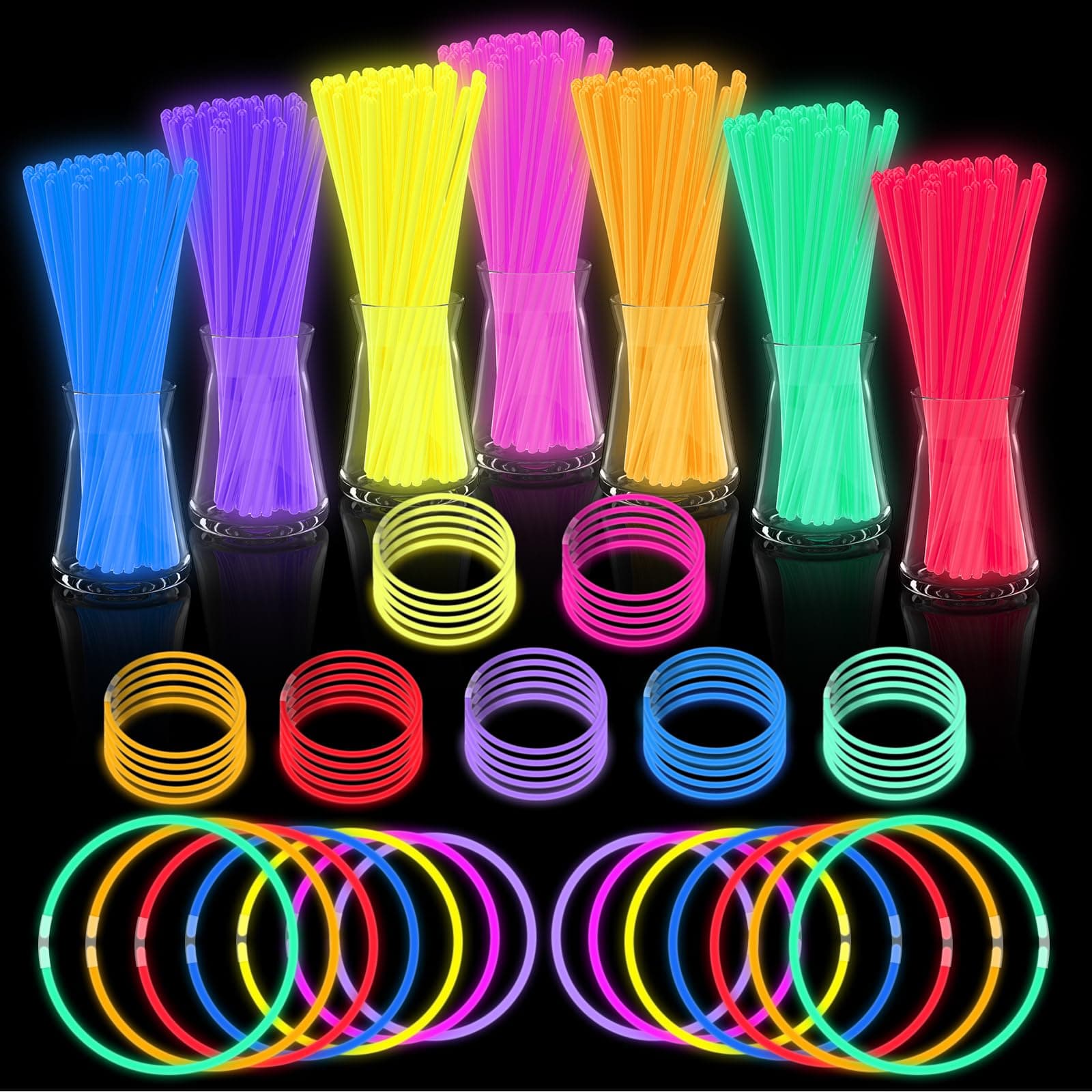 Glow Sticks Bulk Party Pack- Ultra Bright 800pk Glow in the Dark Party Favors, Easter Basket Stuffers Glow Sticks Party Supplies Glow Necklaces and Glow Bracelets with Connectors