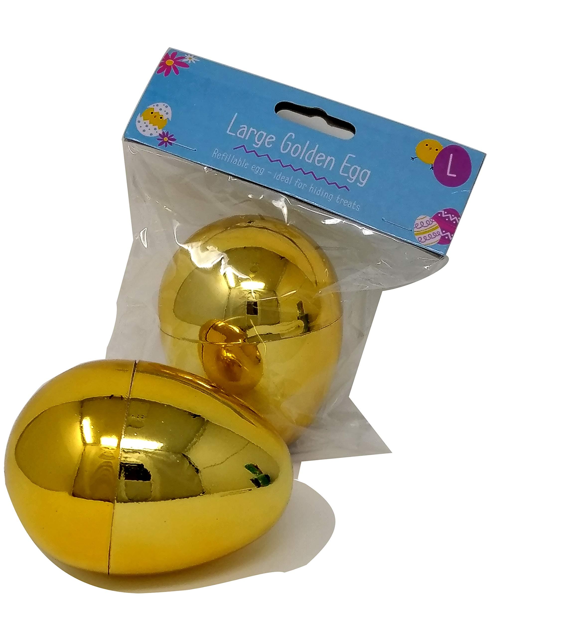 Large Metallic Golden Plastic Egg (8 cm x 6.8 cm) 1 Piece - Durable, Refillable, Ideal for Easter Egg Hunts, Treat Hiding, & More