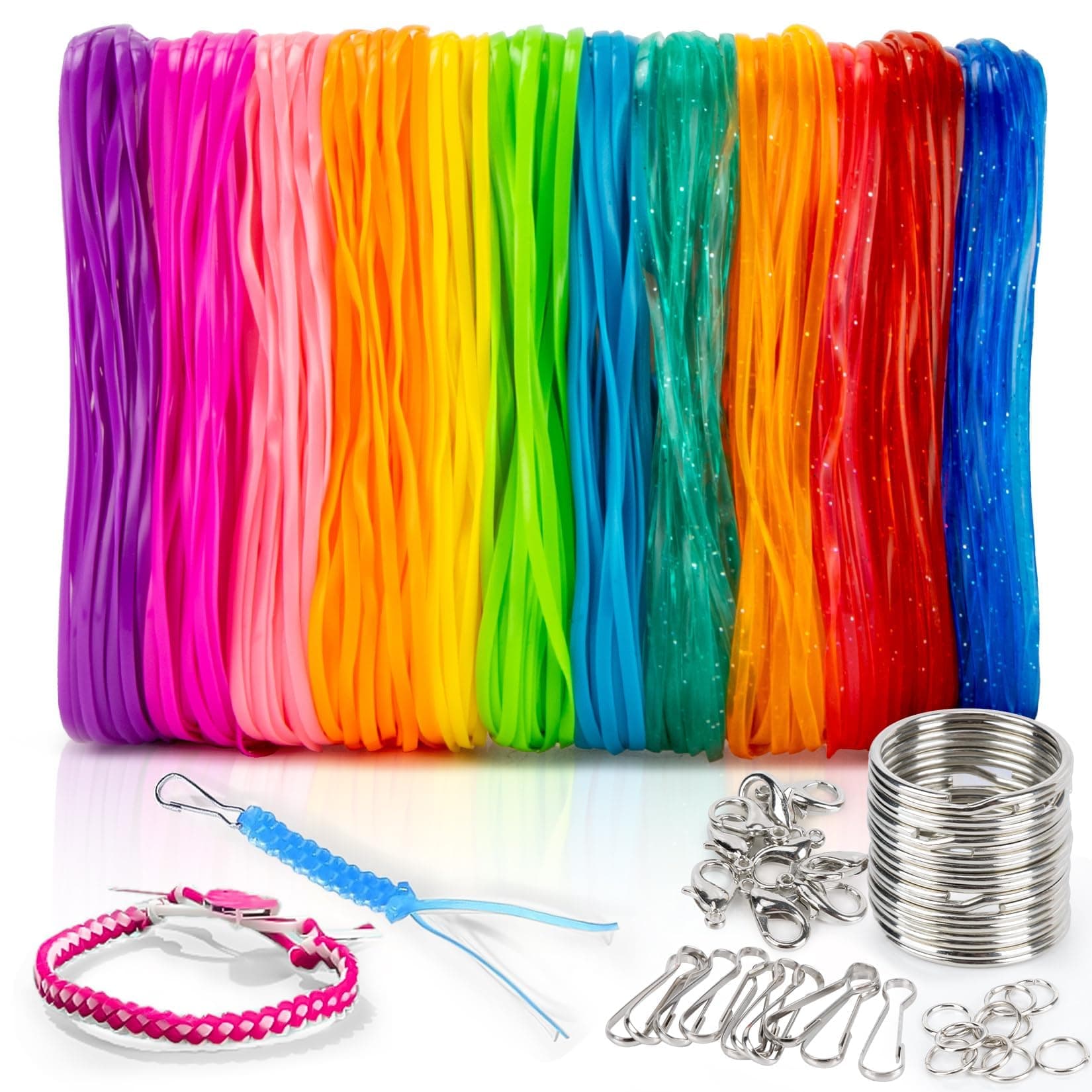 RAINFLOW Plastic Lanyard String Kit - Lanyard Making Kit,Plastic String Lacing Cord for Bracelet Making,Making Weaving for Keychain Crafts, Strings Lacing Cord Bracelet 12 Colors