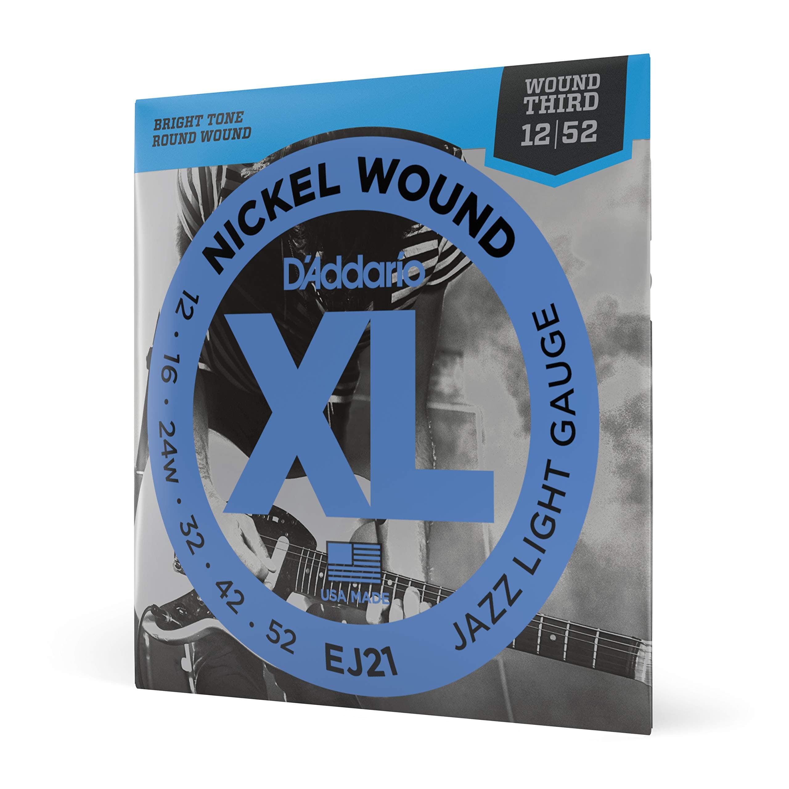 D'Addario Guitar Strings - XL Nickel Electric Guitar Strings - EJ21 - Perfect Intonation, Consistent Feel, Reliable Durability - For 6 String Guitars - 12-52 Jazz Light